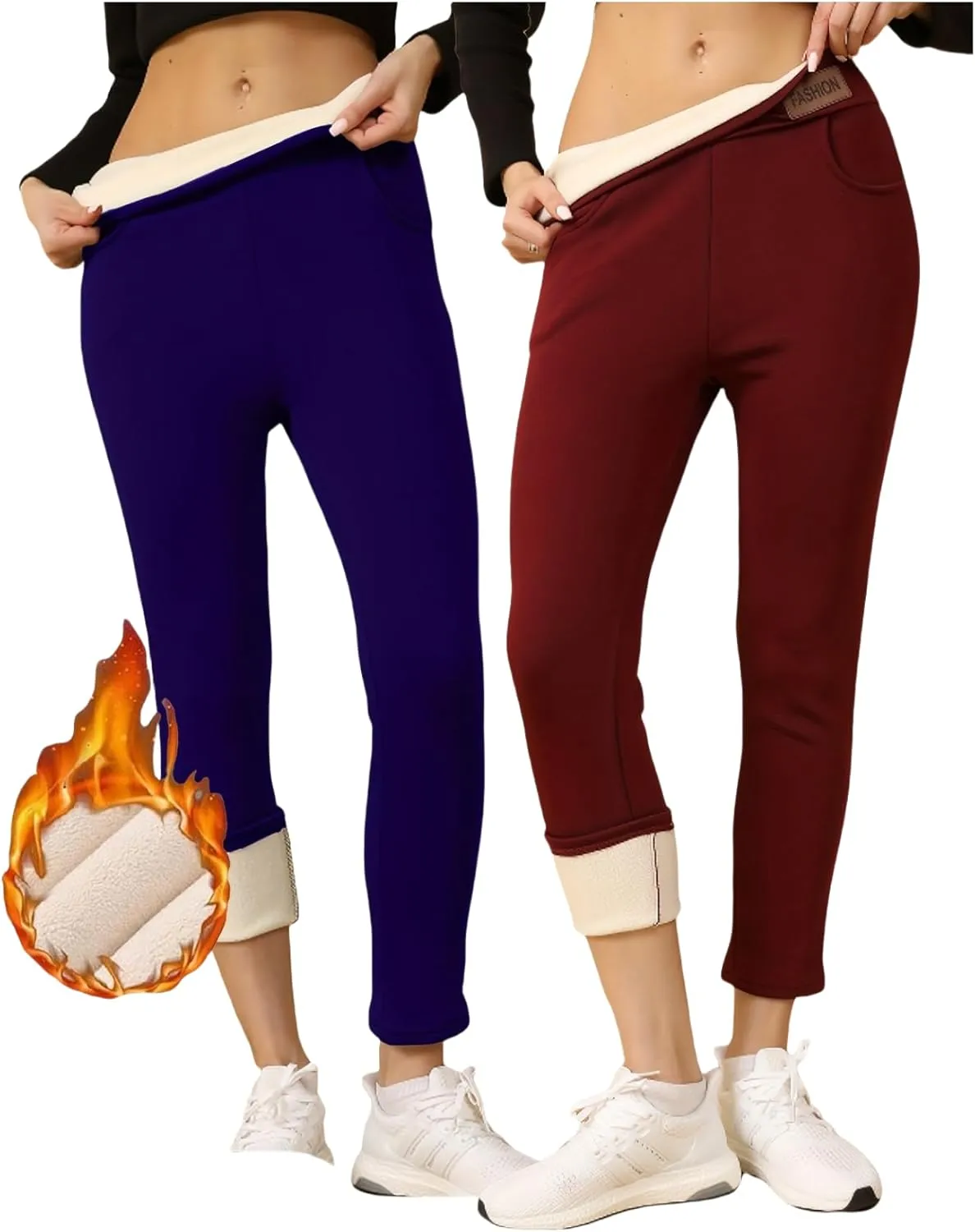 4Pcs Thermal Thick Fleece Lined Leggings -High Waisted Warm Winter Yoga Pants for Women Running Workout Leggings