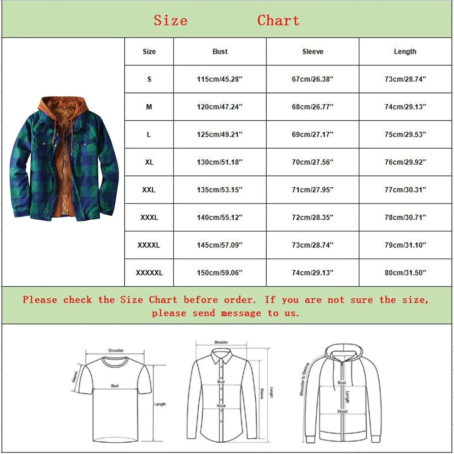 aihihe Men's Hooded Quilted Lined Flannel Shirt Jacket Plus Size Long Sleeve Plaid Zipper Jackets Winter Thermal Outerwear