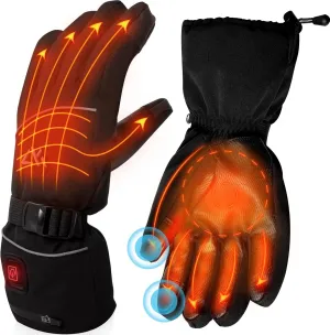 AKASO Heated Gloves for Men Women, Electric Heated Ski Gloves with 3 Heating Modes, Thermal Insulation Winter Hand Warmers with Rechargeable Battery-Overheating Protection- Best Gift, Black(M)