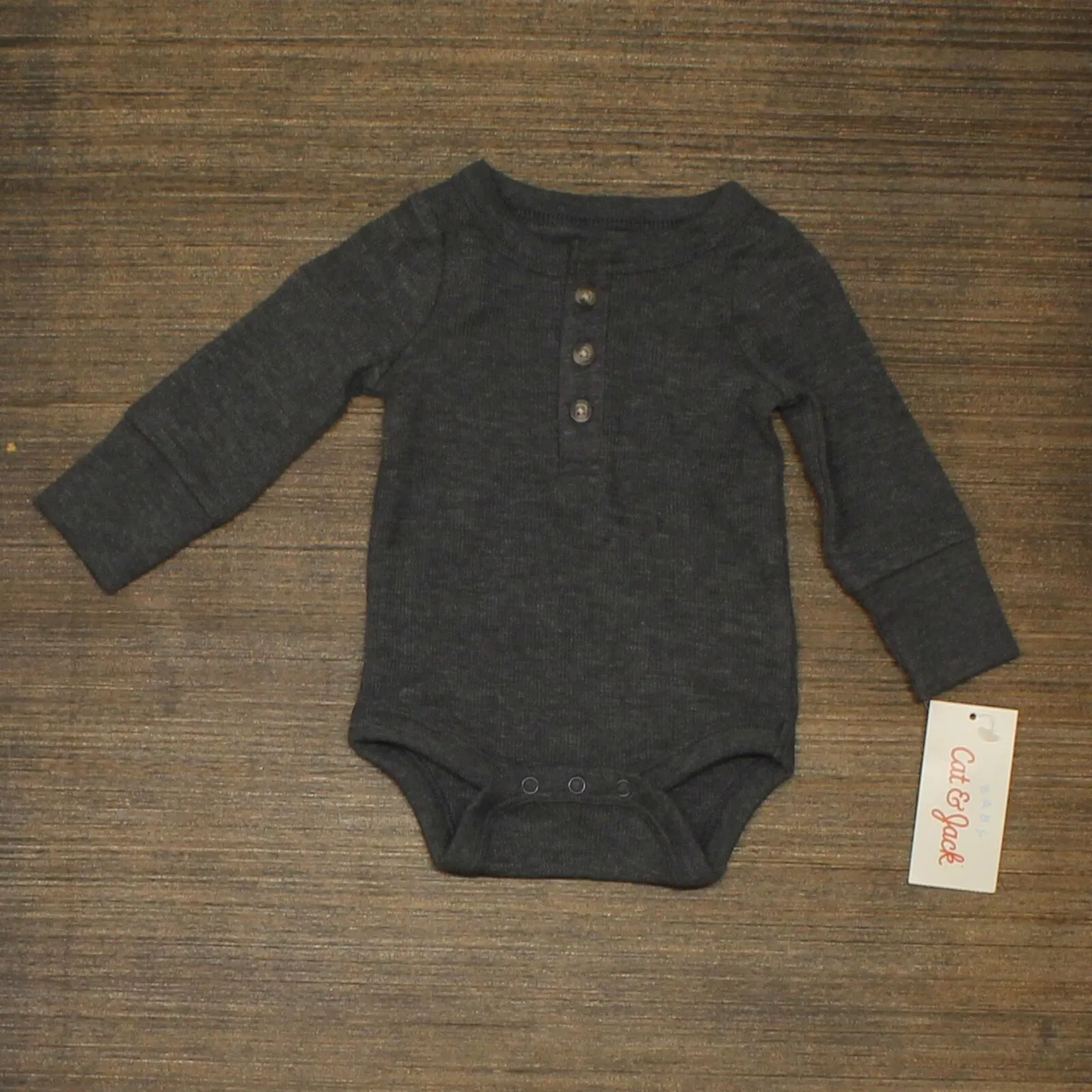 Cat & Jack Baby Boys' Henley Thermal Long Sleeve Bodysuit