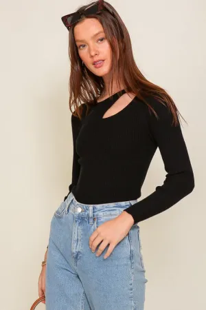 Chic Stylish Cut Out Long Sleeve Sweater Fashion Top