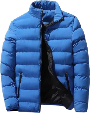 DGHM-JLMY Men's Fashion Warm Down Cotton-Padded Jacket Full Zip Quilted Puffer Down Jacket Lightweight Packable Puffer Jacket