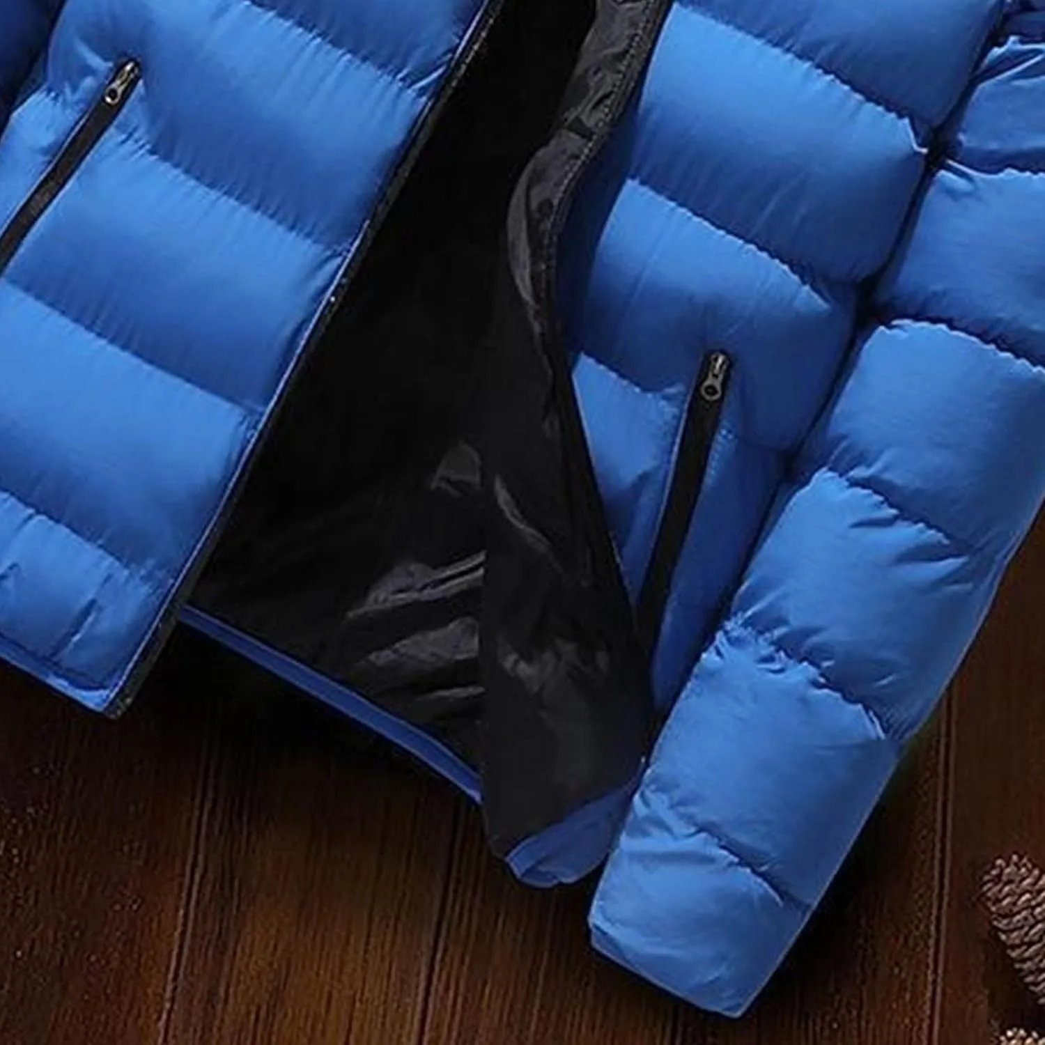 DGHM-JLMY Men's Fashion Warm Down Cotton-Padded Jacket Full Zip Quilted Puffer Down Jacket Lightweight Packable Puffer Jacket