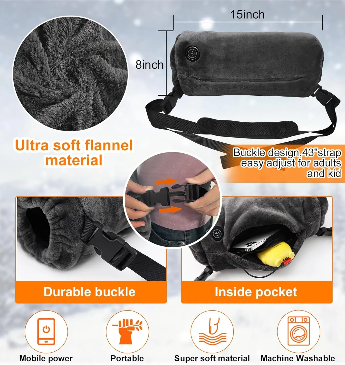 Electric Heated Hand Warmer Pouch - Portable Heated Gloves with Heating Strip Warmer Rechargeable Hand Muff for Football Hunting Camping Golf Fishing Heater(Battery Not Include)