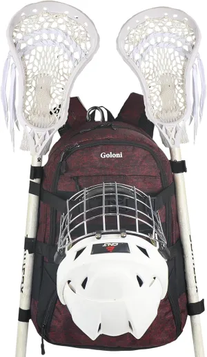 Goloni Lacrosse Equipment Backpack with Two Sticks holder and Separate Cleats Compartment Field Hockey Bag