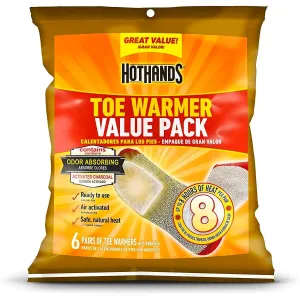 HotHands Toe Warmers - Long Lasting Safe Natural Odorless Air Activated Warmers - Up to 8 Hours of Heat - 6 Pair Bag