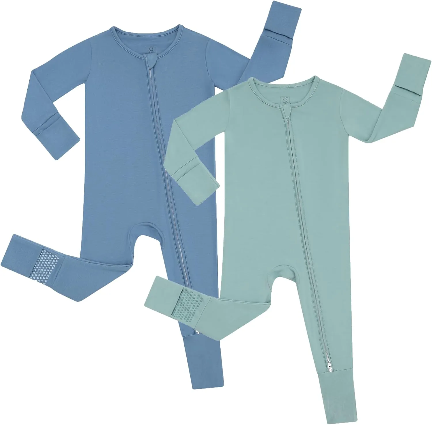 JunNeng Rayon of Bamboo Baby Sleeper with Mittens Cuffts Feet & Non-Slip Design, 2 Way Zipper Pjs Sleep'N Play Romper
