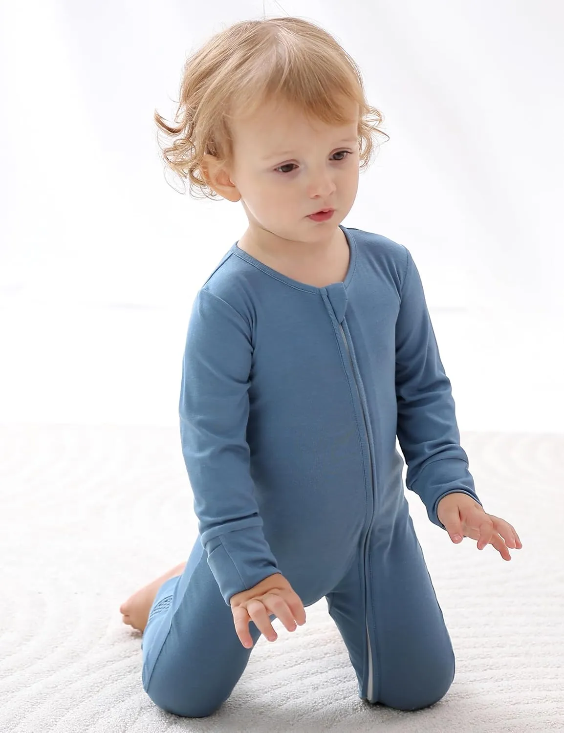 JunNeng Rayon of Bamboo Baby Sleeper with Mittens Cuffts Feet & Non-Slip Design, 2 Way Zipper Pjs Sleep'N Play Romper