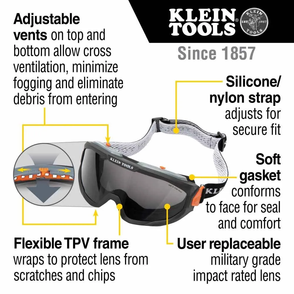 Klein 60482 Safety Goggles, Replacement Lens, Gray