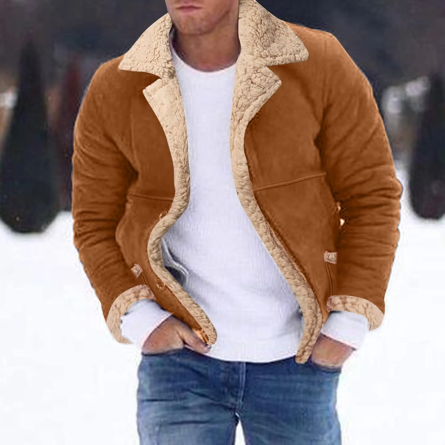 LCMTWX Men's Thick Thermal Winter Jacket Stand Collar Knitted Splice Sweater Coat Casual Cardigan Stylish Mens Puffer