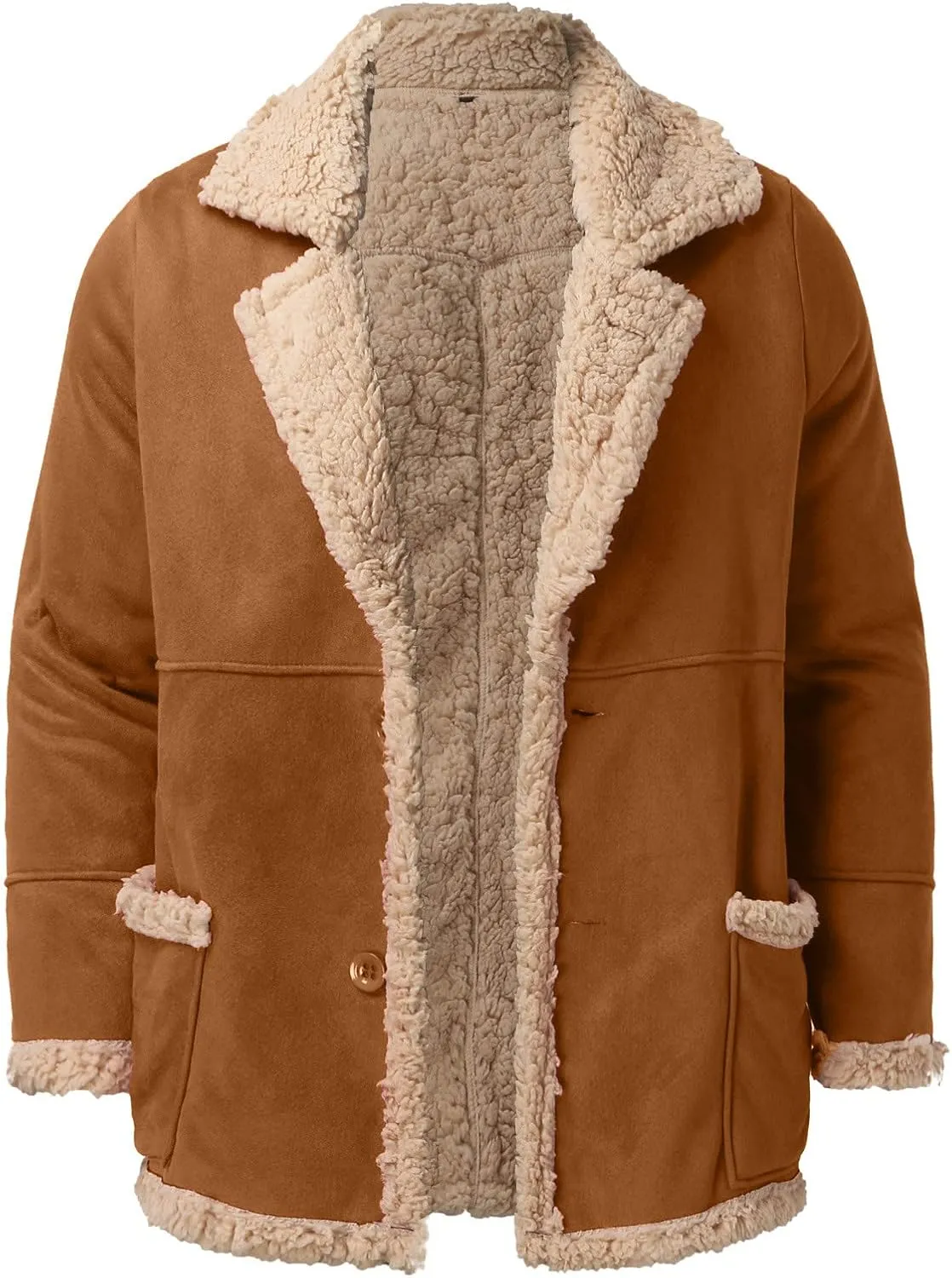 LCMTWX Men's Thick Thermal Winter Jacket Stand Collar Knitted Splice Sweater Coat Casual Cardigan Stylish Mens Puffer