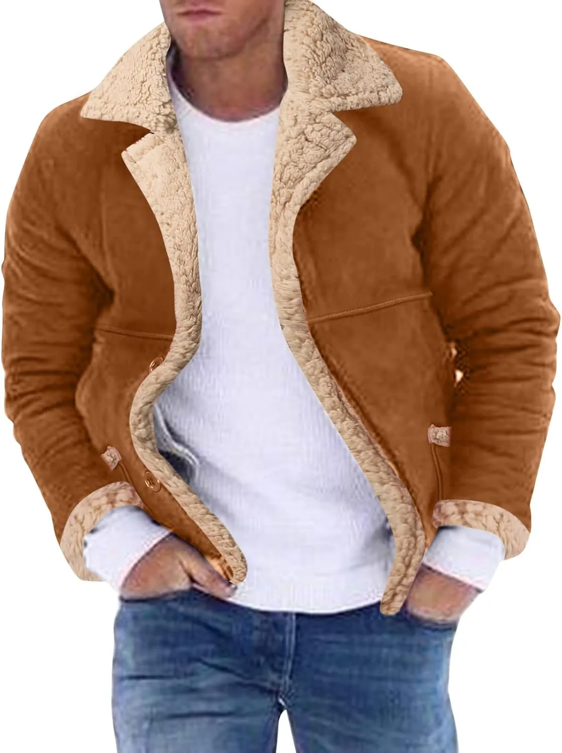 LCMTWX Men's Thick Thermal Winter Jacket Stand Collar Knitted Splice Sweater Coat Casual Cardigan Stylish Mens Puffer