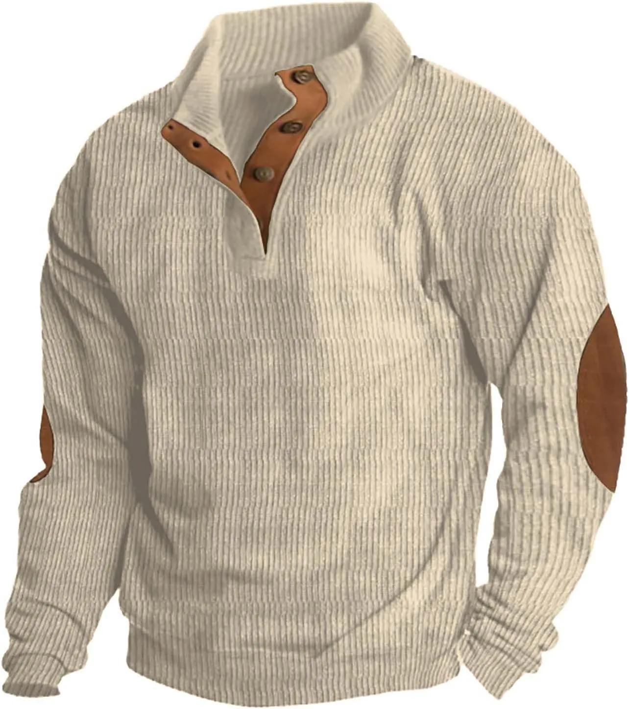 Men's Corduroy Long Sleeve Button Collar Sweatshirts Big and Tall Casual Pullover Lightweight Outdoor Tactical Tops