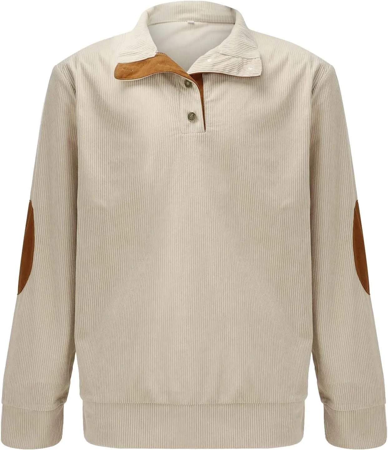 Men's Corduroy Long Sleeve Button Collar Sweatshirts Big and Tall Casual Pullover Lightweight Outdoor Tactical Tops