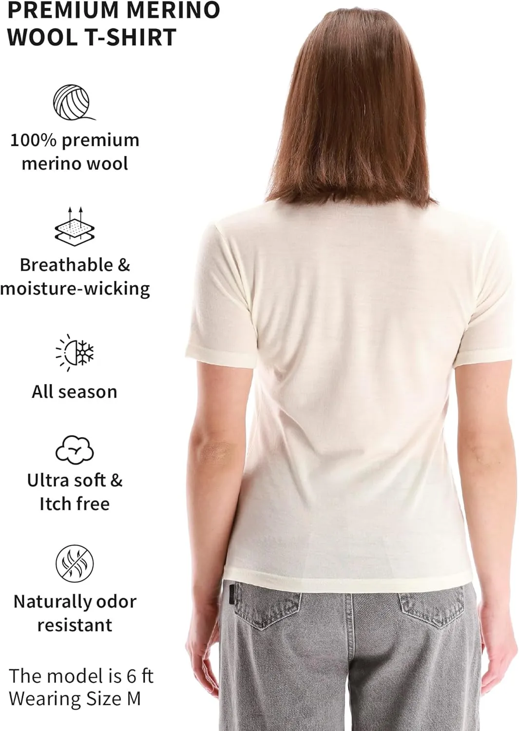 Merino.tech Merino Wool Shirt Women - 100% Merino Wool Base Layer Women Short Sleeve Tee