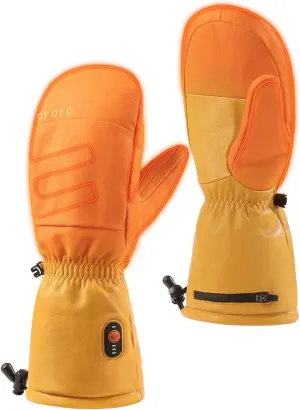 ORORO Leather Heated Mittens for Men and Women, Heated Chopper Mittens with Battery for Outdoor Work (Charger Not Included)