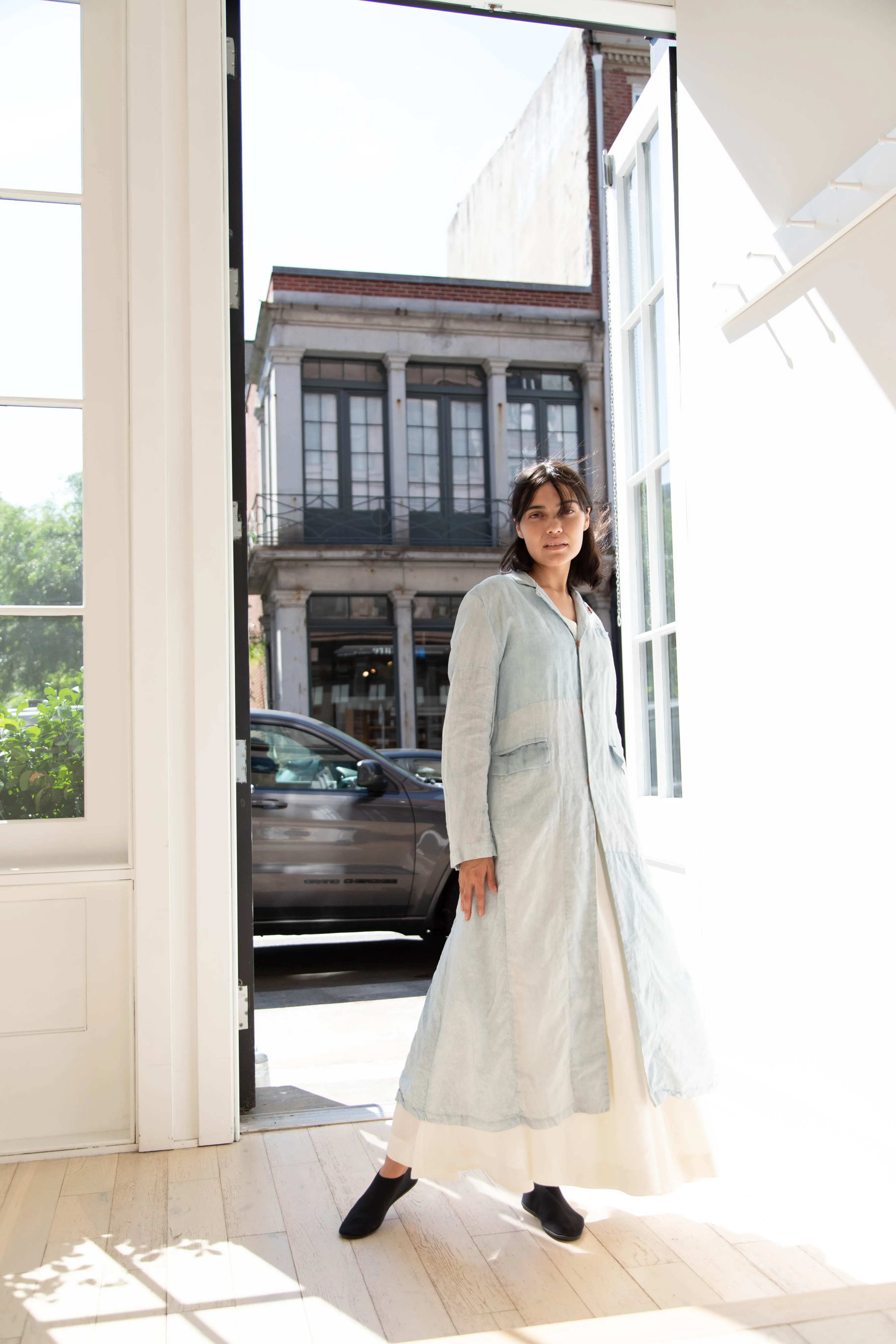 Risa Nakamura | Coat E in Patchwork Indigo Linen & Silk
