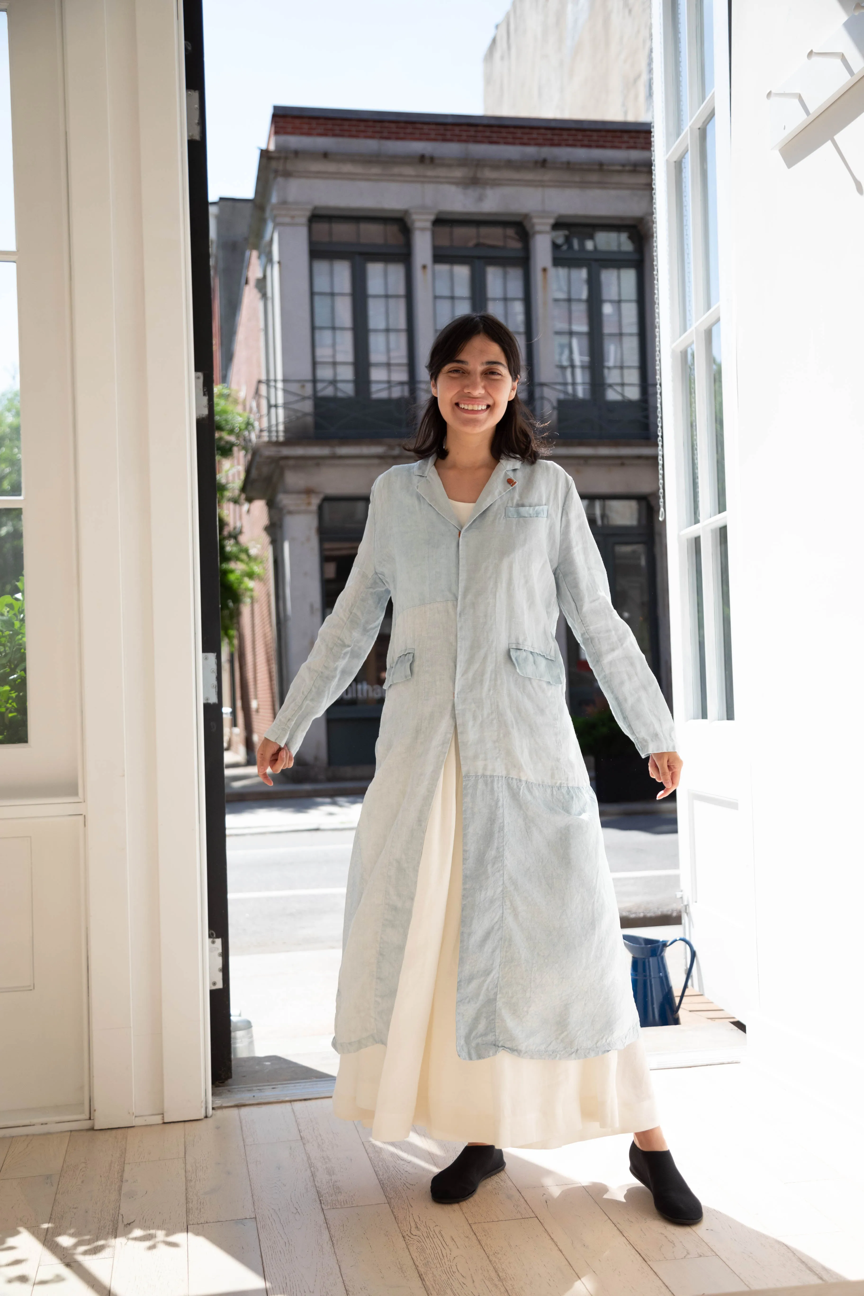 Risa Nakamura | Coat E in Patchwork Indigo Linen & Silk