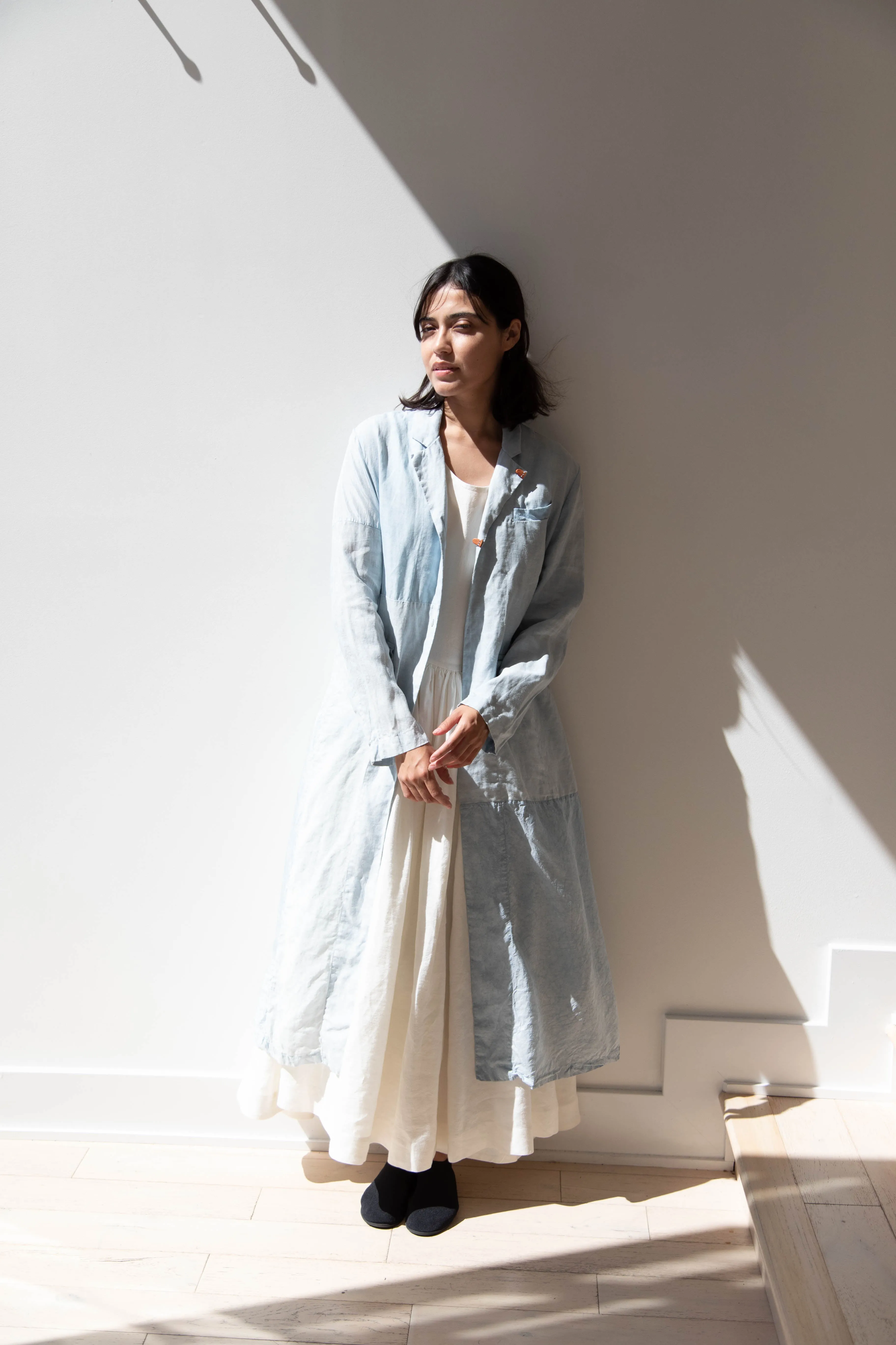Risa Nakamura | Coat E in Patchwork Indigo Linen & Silk