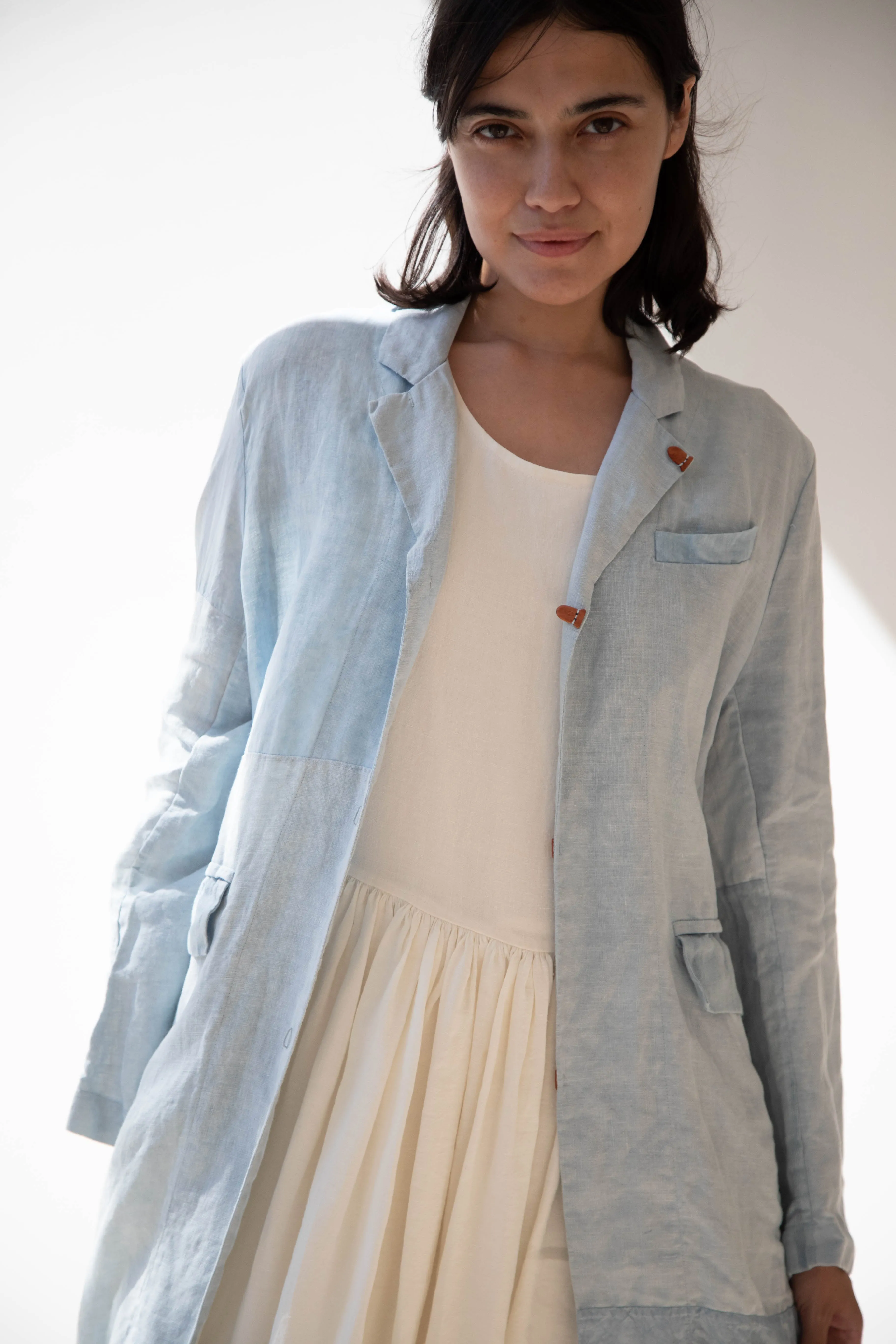 Risa Nakamura | Coat E in Patchwork Indigo Linen & Silk