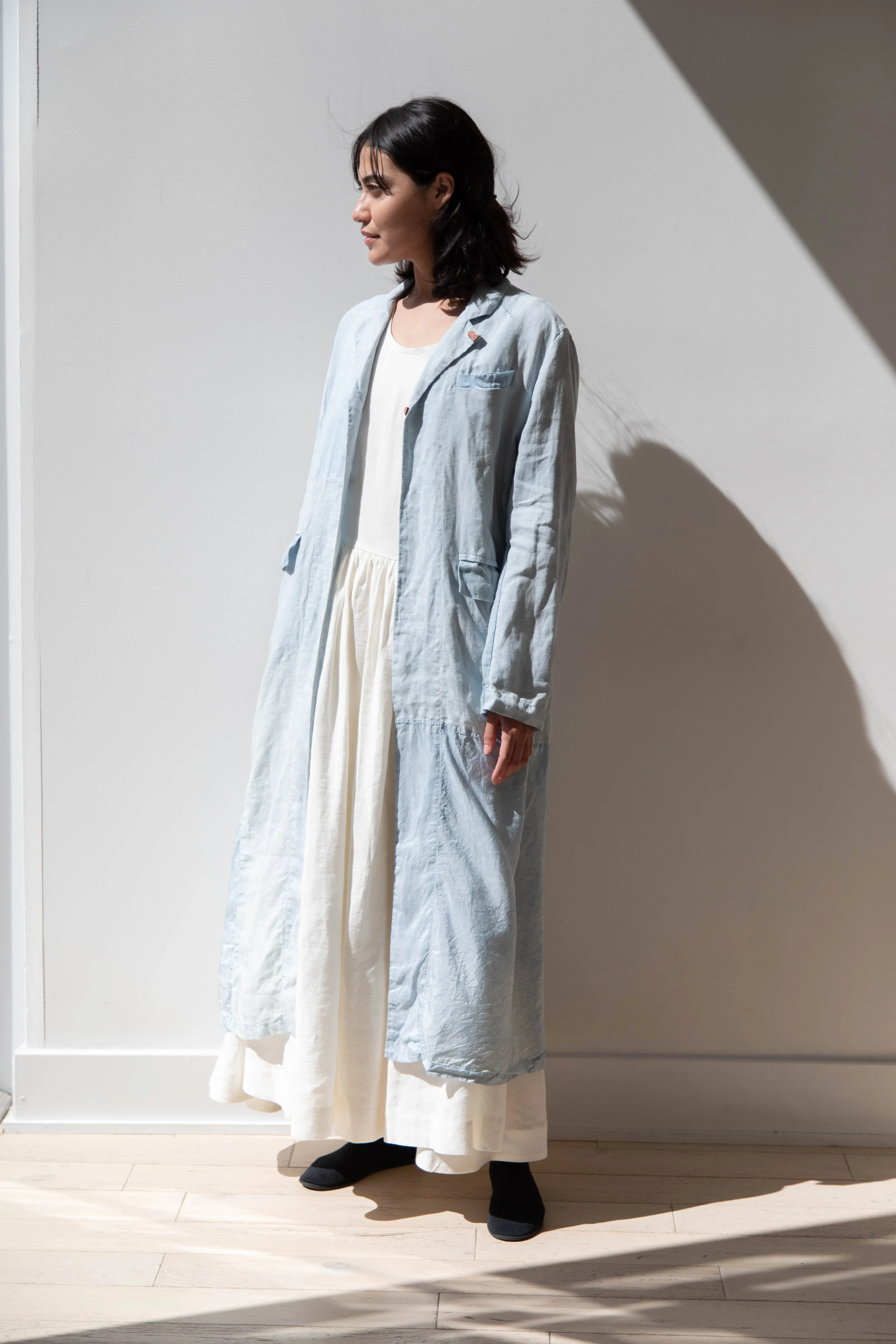 Risa Nakamura | Coat E in Patchwork Indigo Linen & Silk