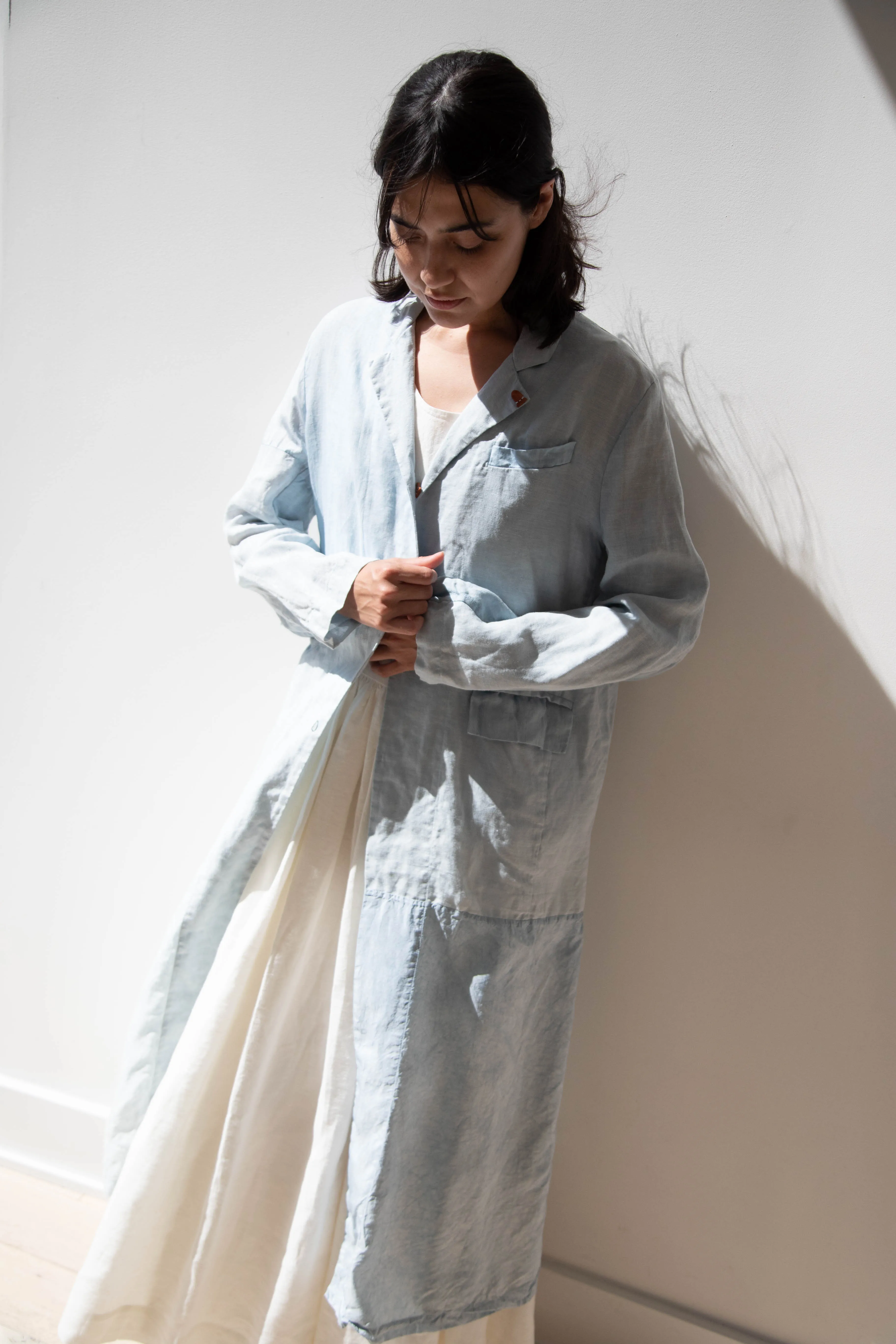 Risa Nakamura | Coat E in Patchwork Indigo Linen & Silk