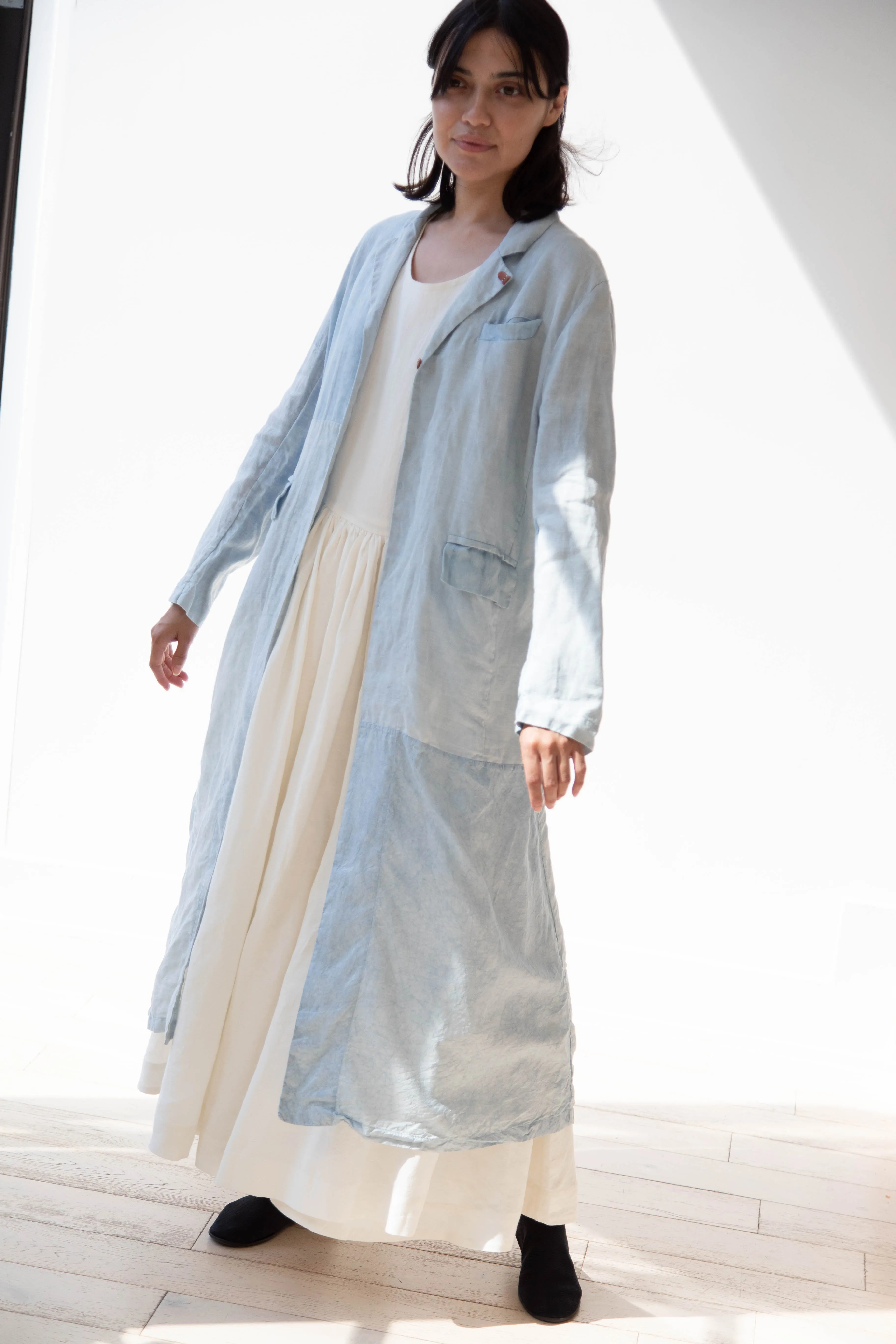Risa Nakamura | Coat E in Patchwork Indigo Linen & Silk