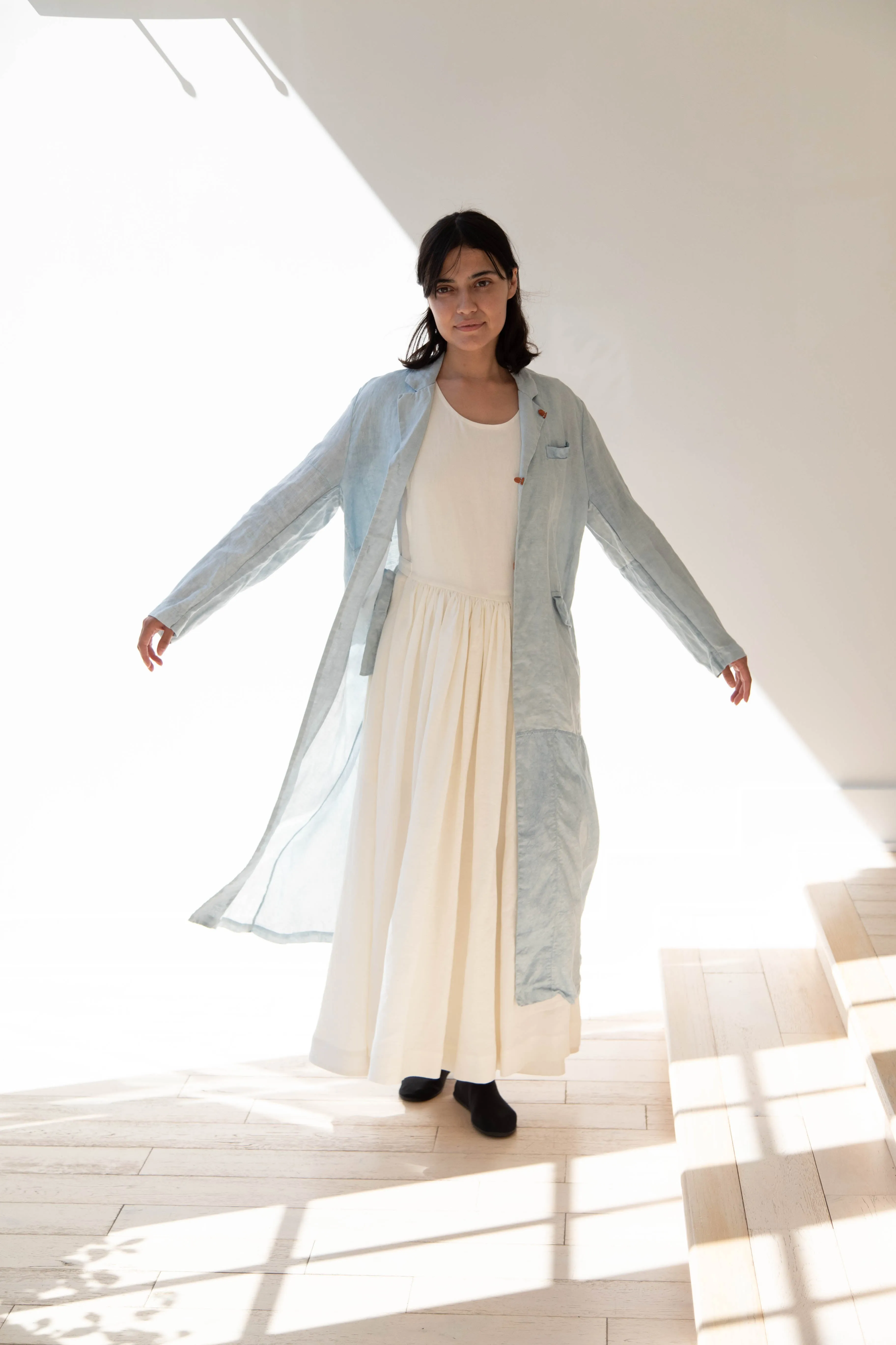 Risa Nakamura | Coat E in Patchwork Indigo Linen & Silk