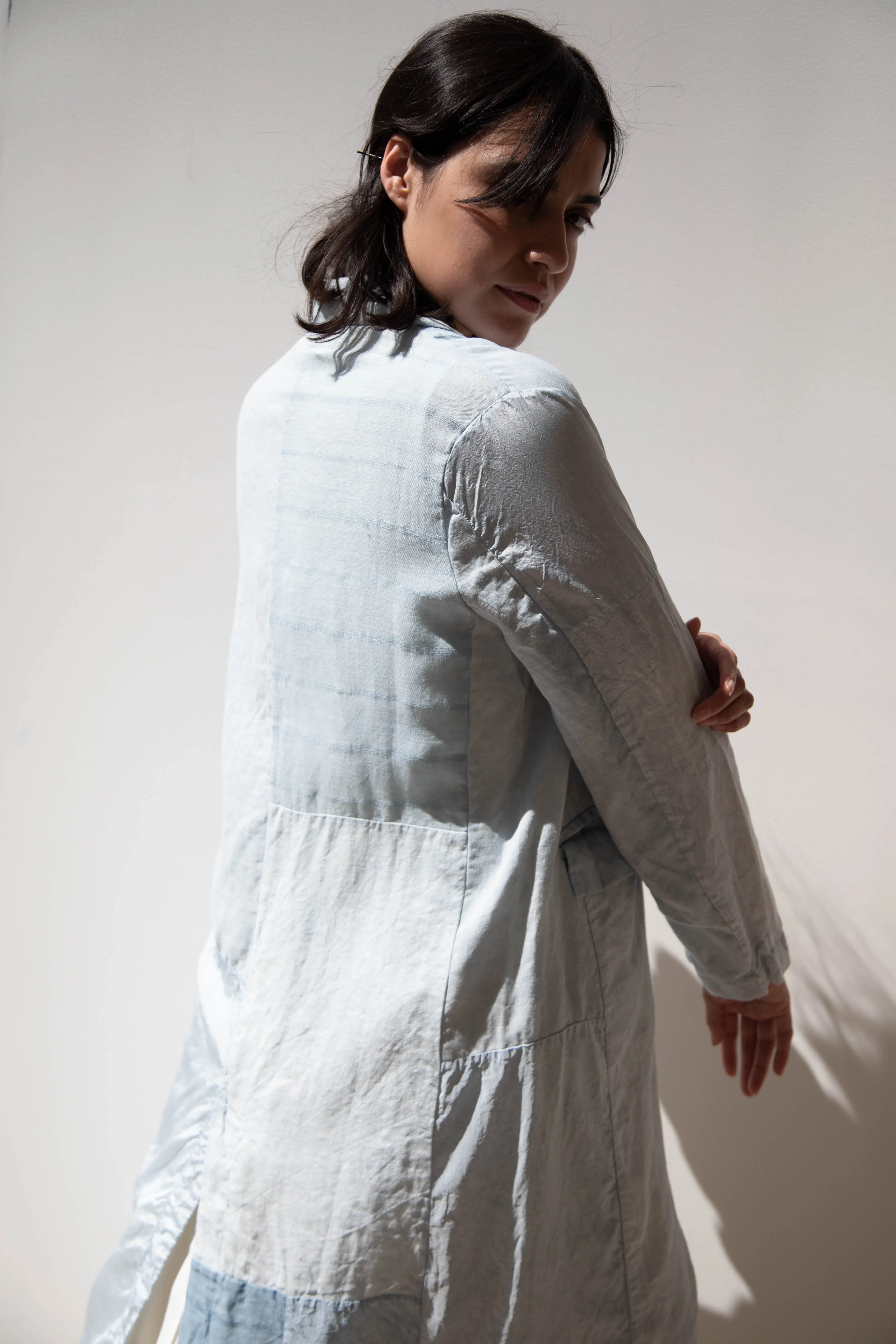 Risa Nakamura | Coat E in Patchwork Indigo Linen & Silk