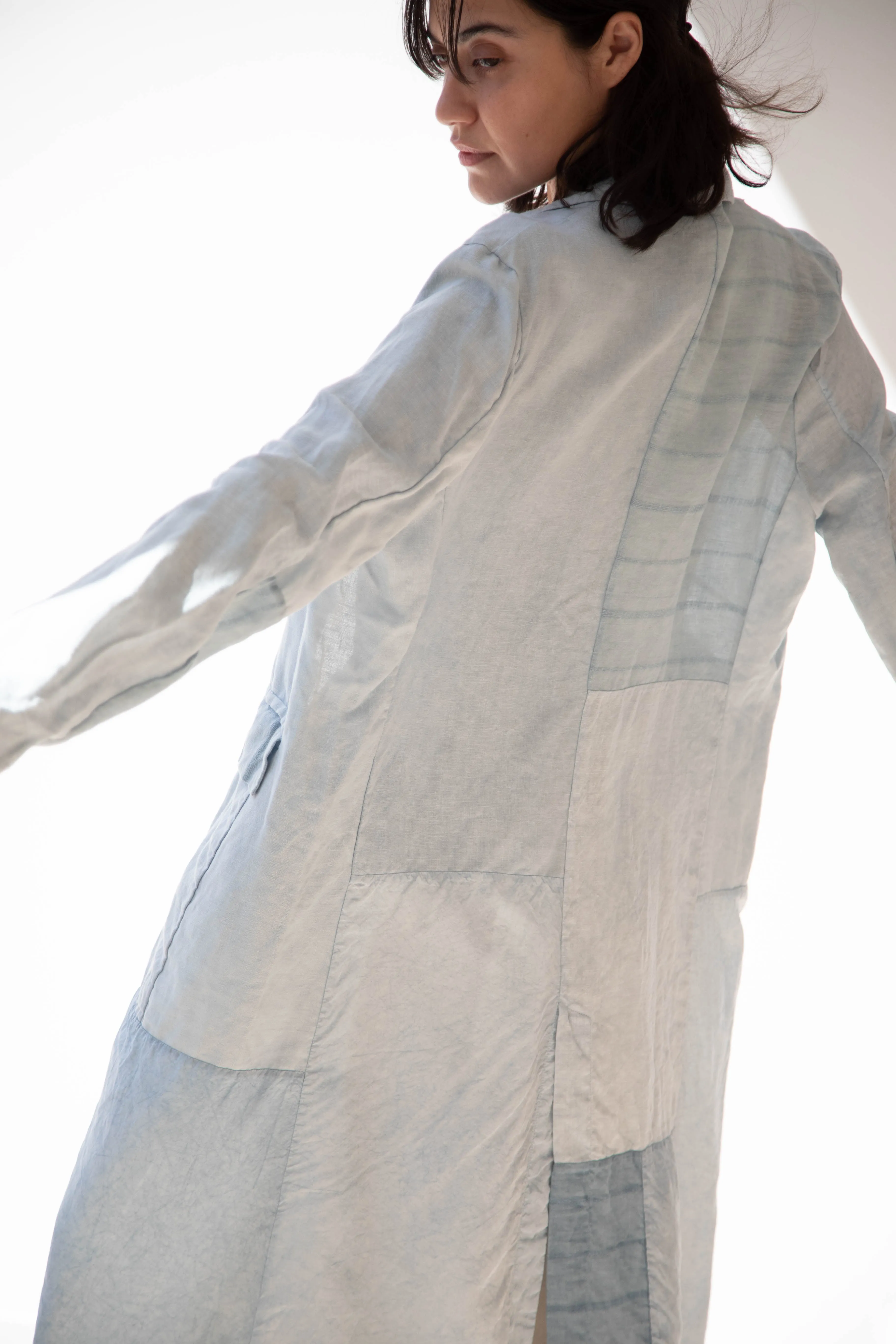 Risa Nakamura | Coat E in Patchwork Indigo Linen & Silk