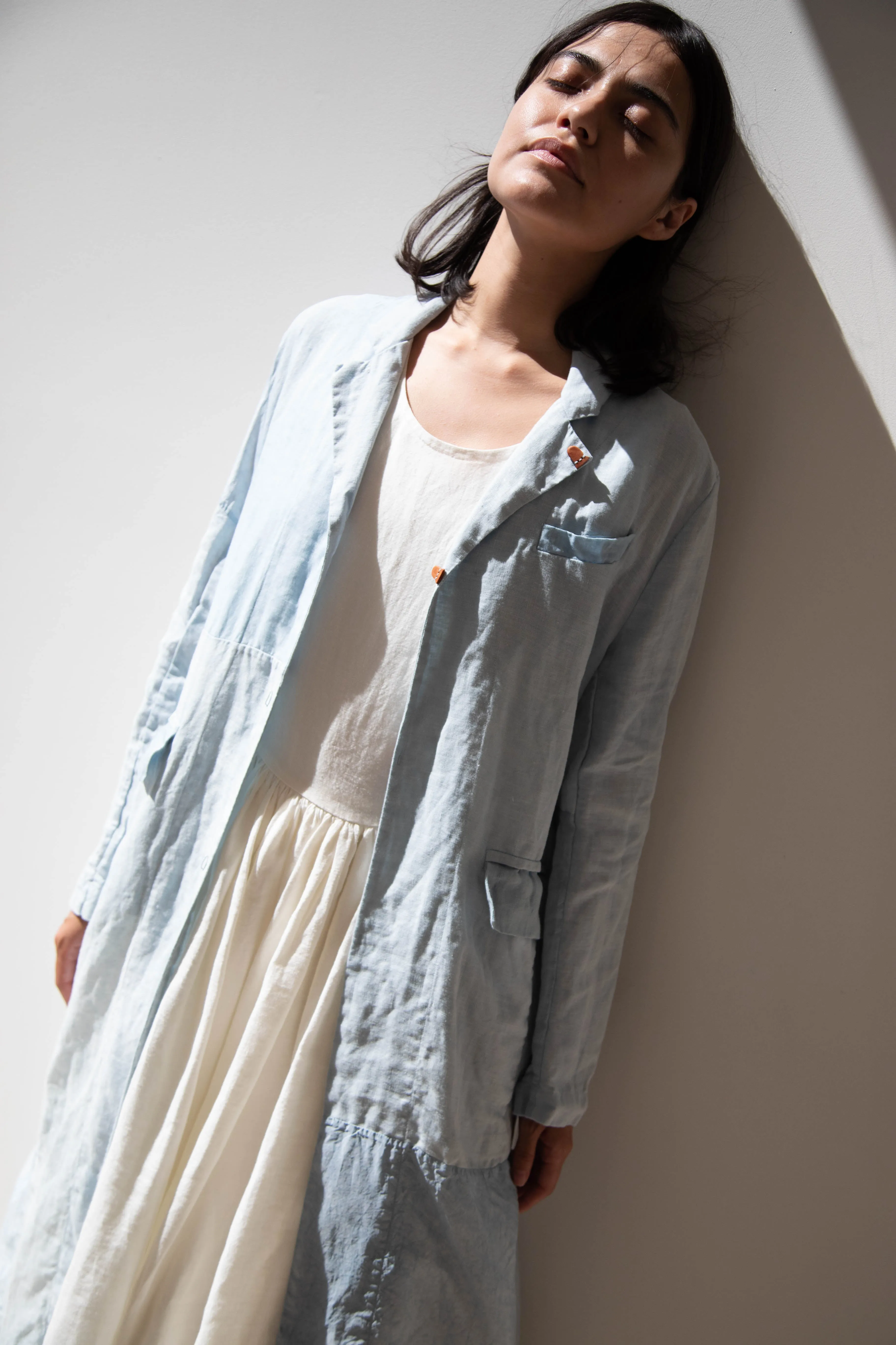 Risa Nakamura | Coat E in Patchwork Indigo Linen & Silk