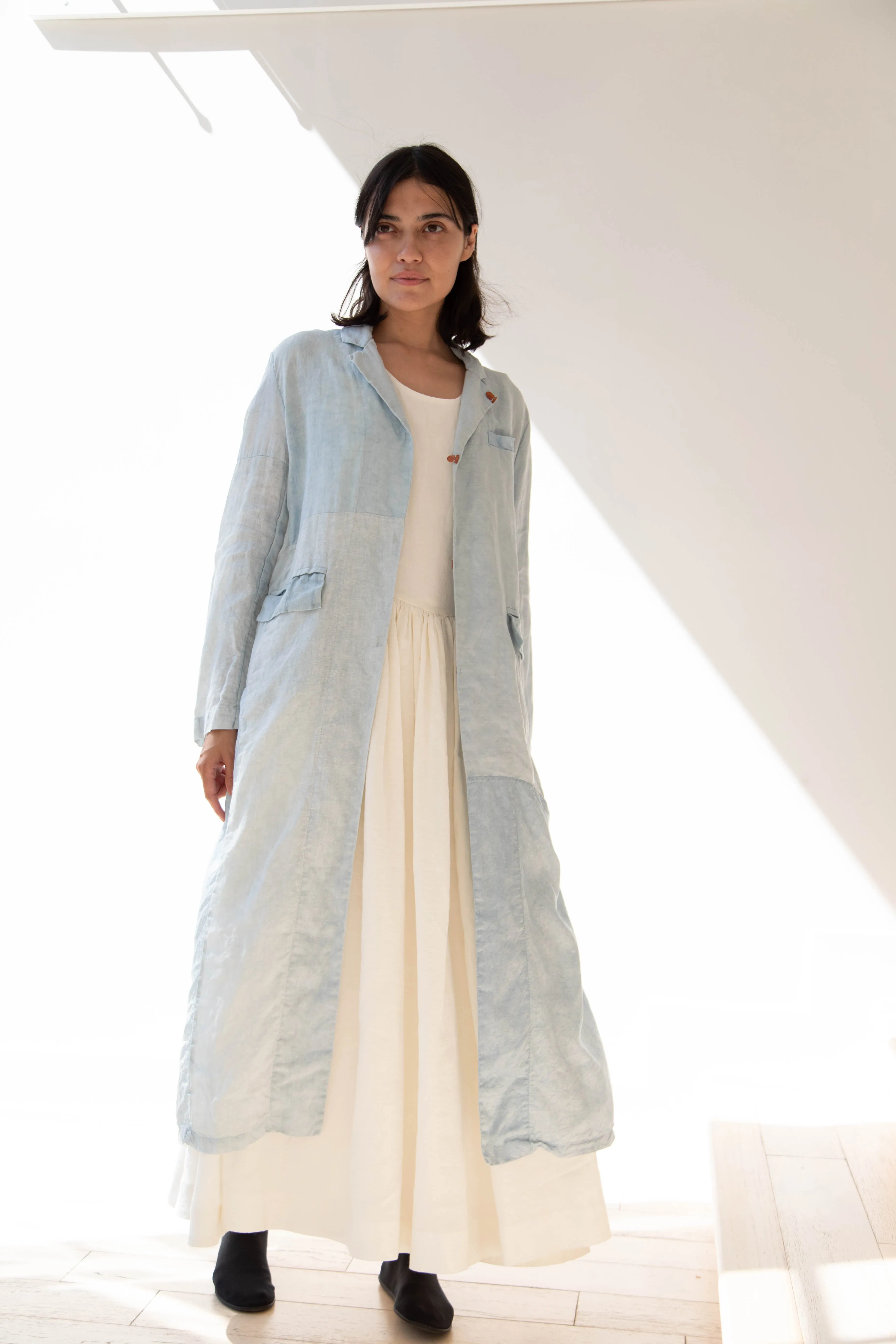 Risa Nakamura | Coat E in Patchwork Indigo Linen & Silk