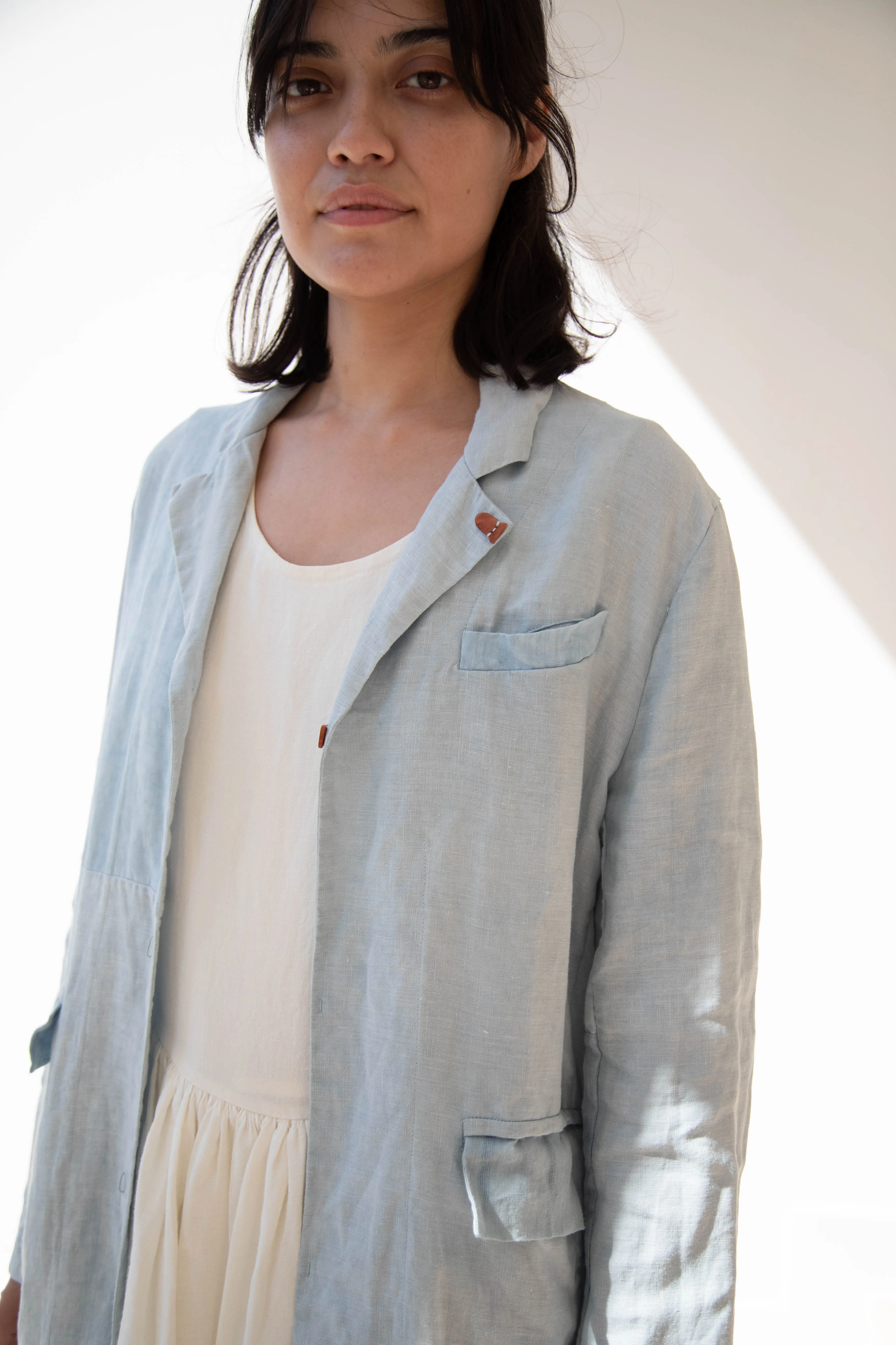 Risa Nakamura | Coat E in Patchwork Indigo Linen & Silk