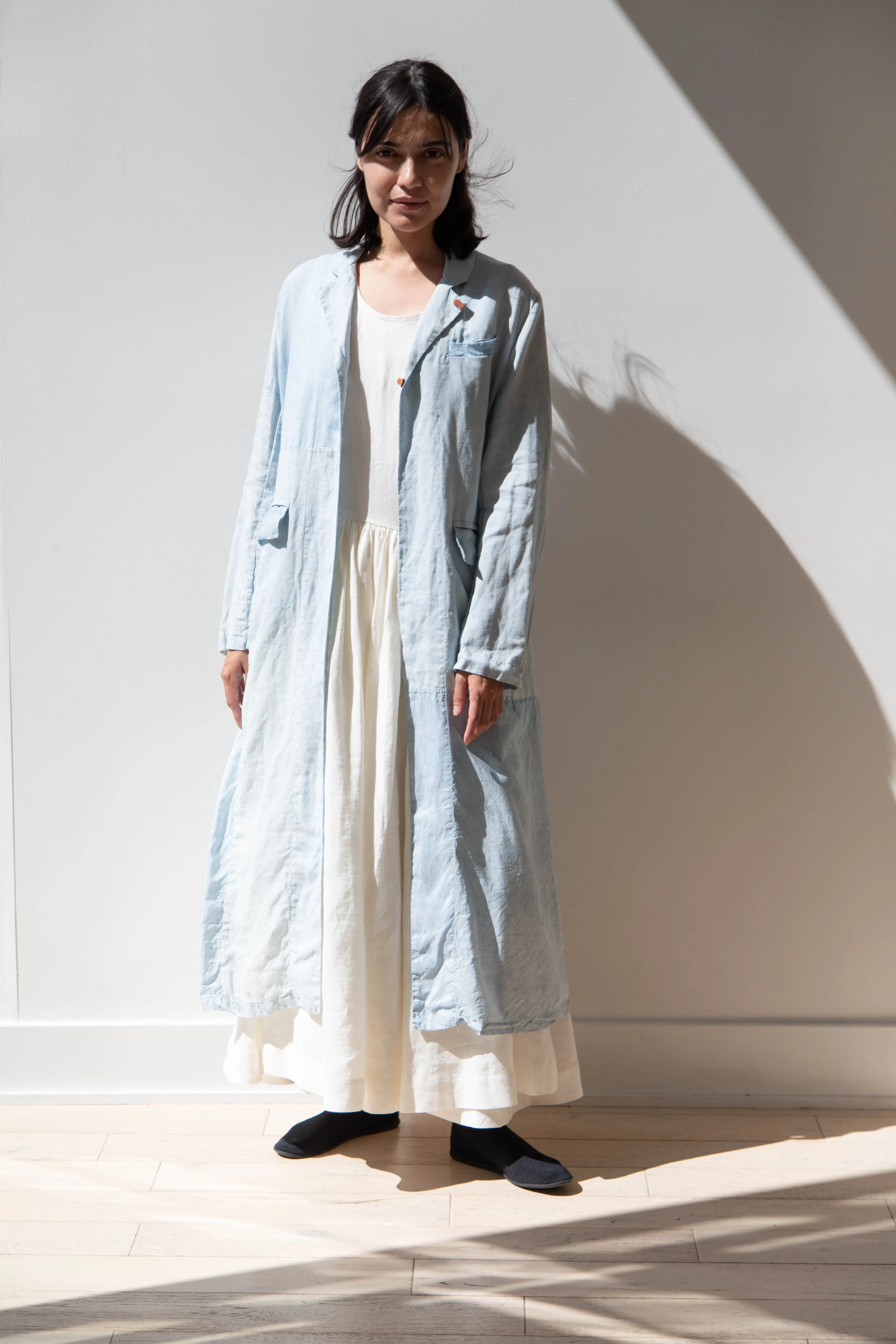 Risa Nakamura | Coat E in Patchwork Indigo Linen & Silk