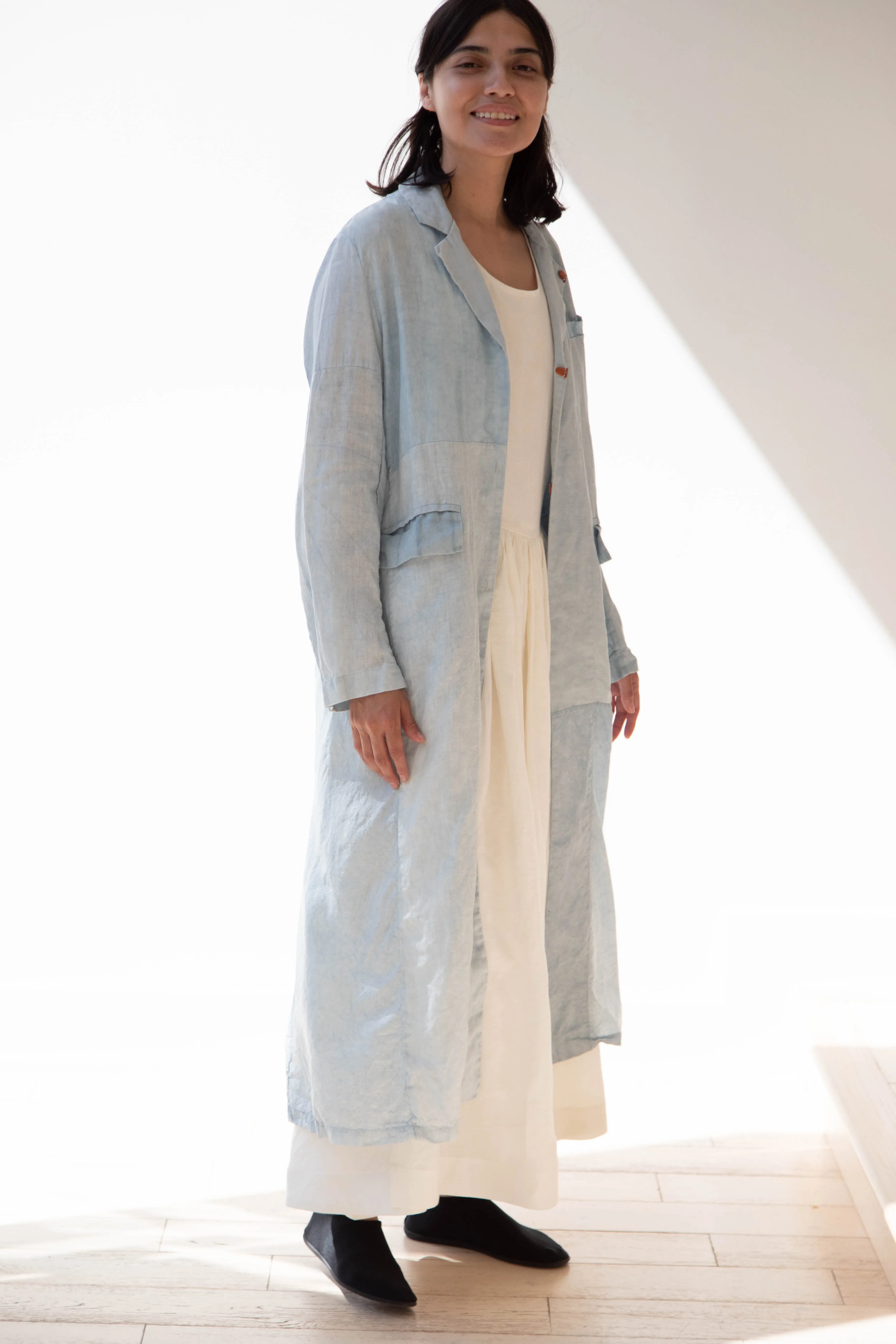 Risa Nakamura | Coat E in Patchwork Indigo Linen & Silk