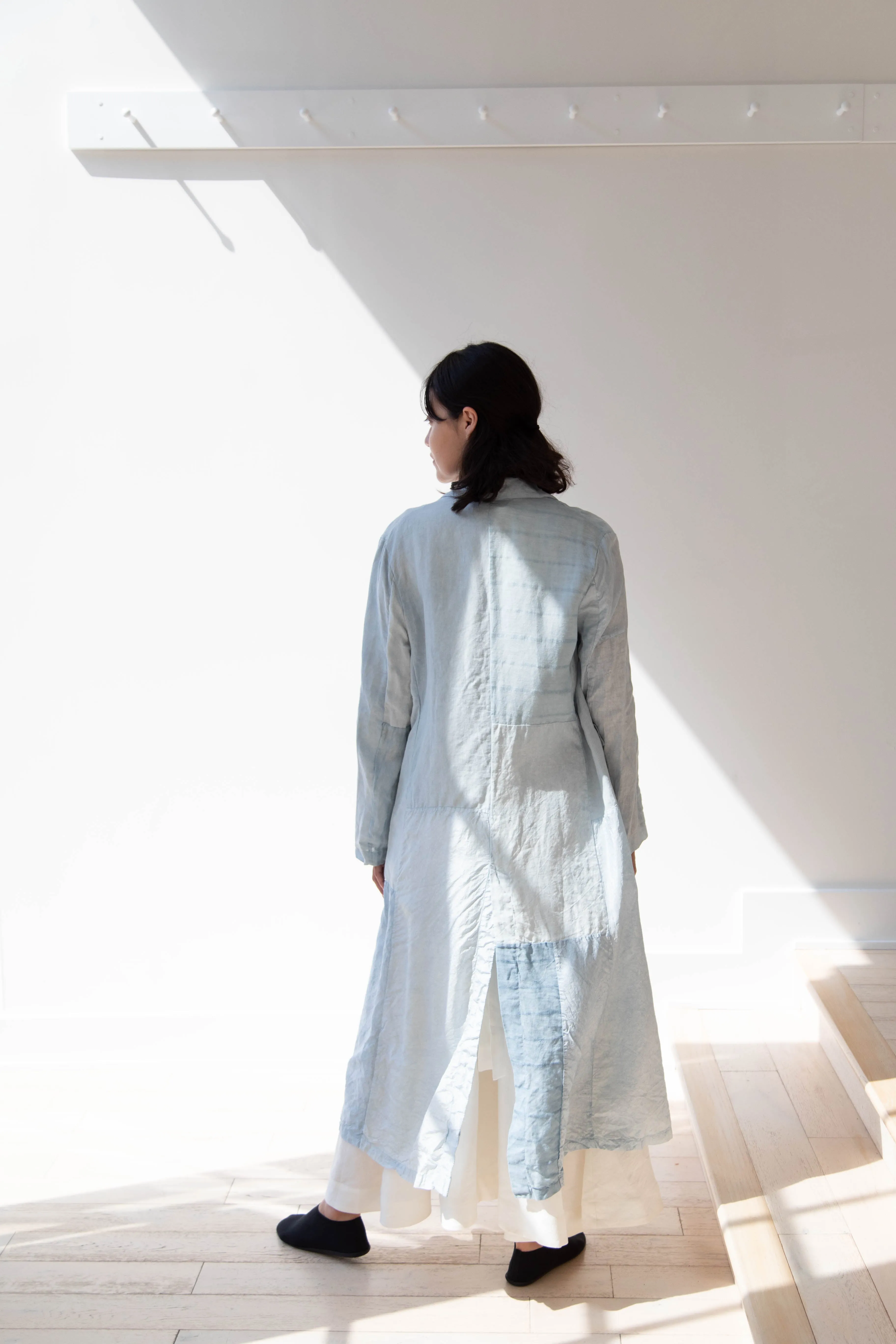 Risa Nakamura | Coat E in Patchwork Indigo Linen & Silk