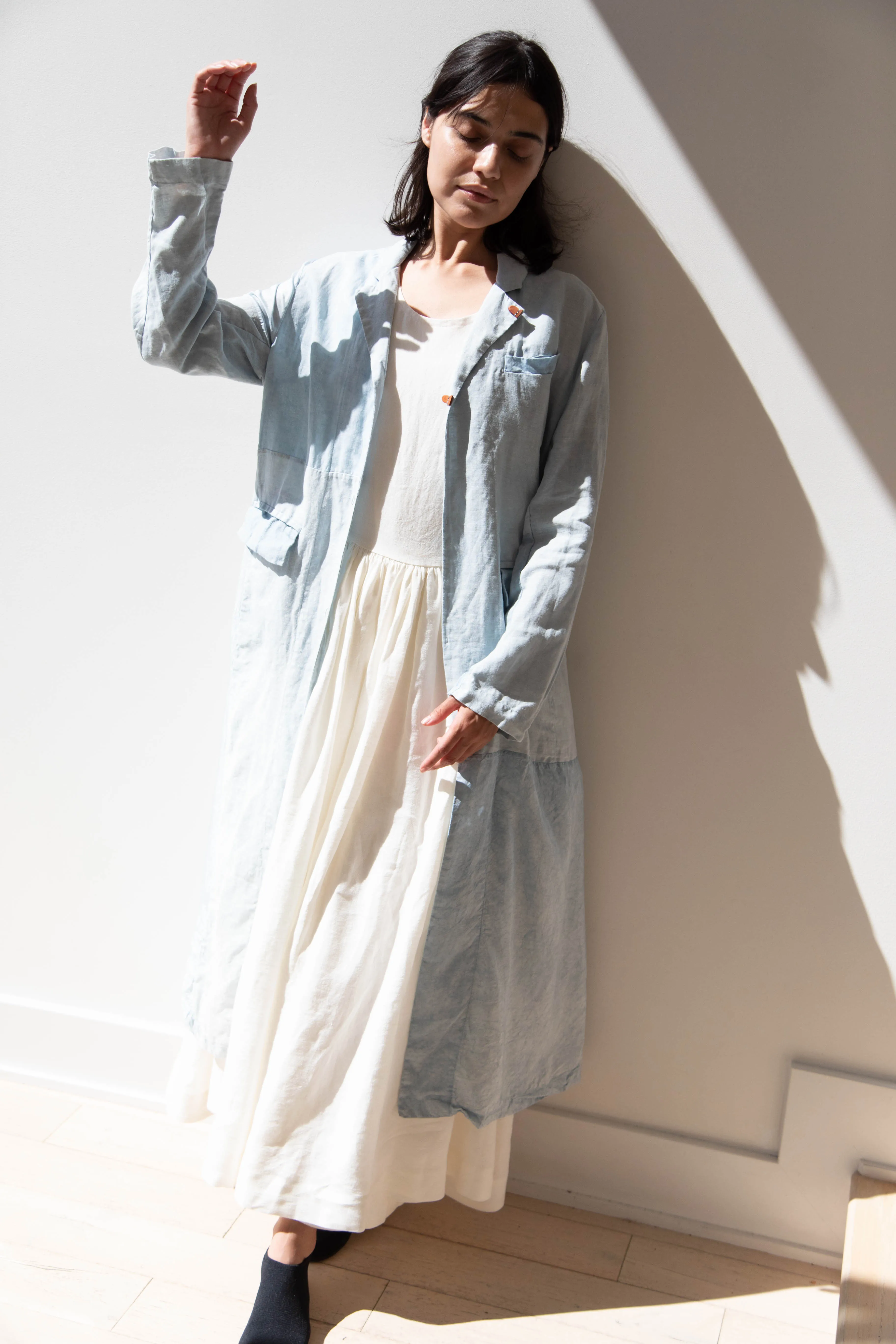 Risa Nakamura | Coat E in Patchwork Indigo Linen & Silk