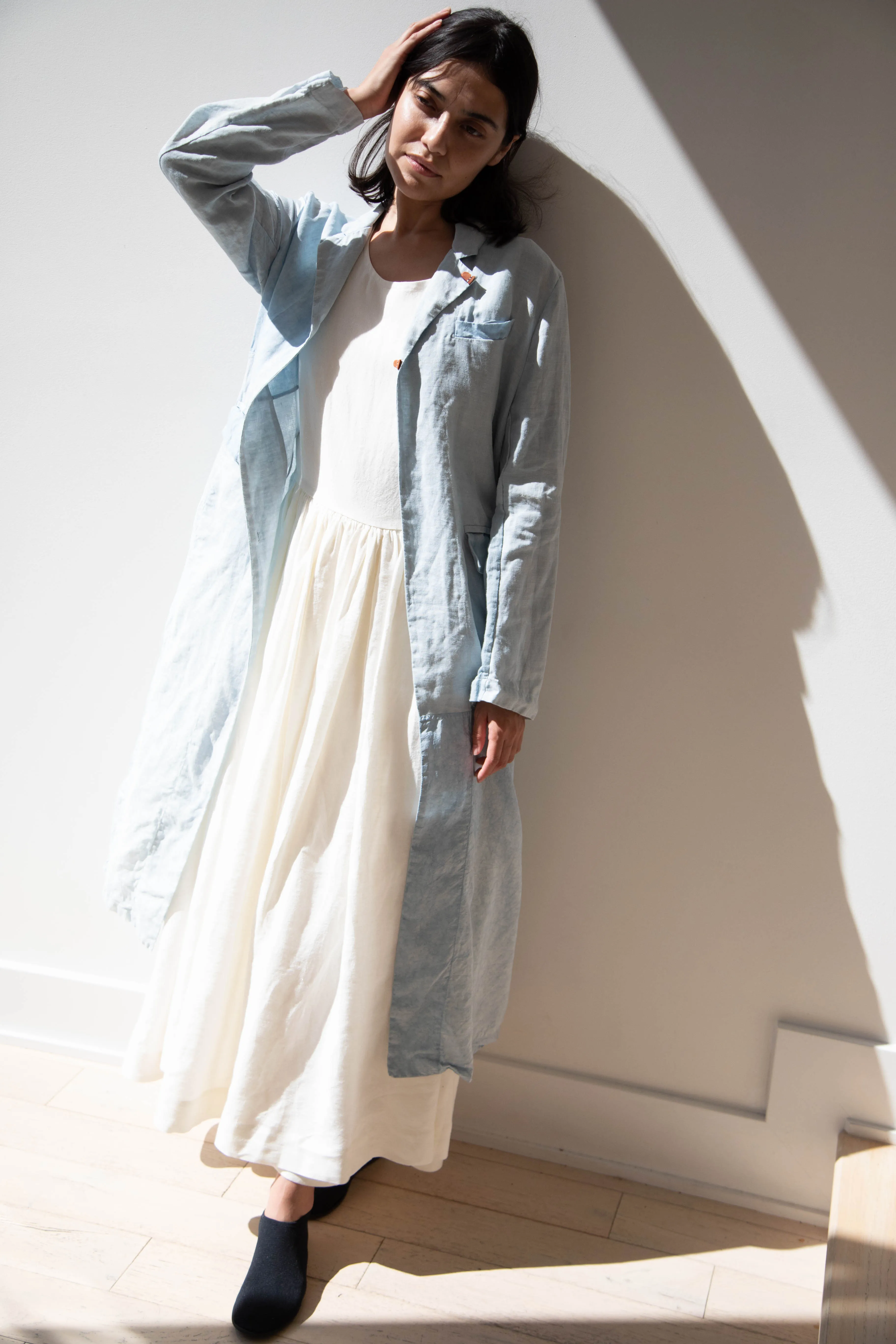 Risa Nakamura | Coat E in Patchwork Indigo Linen & Silk