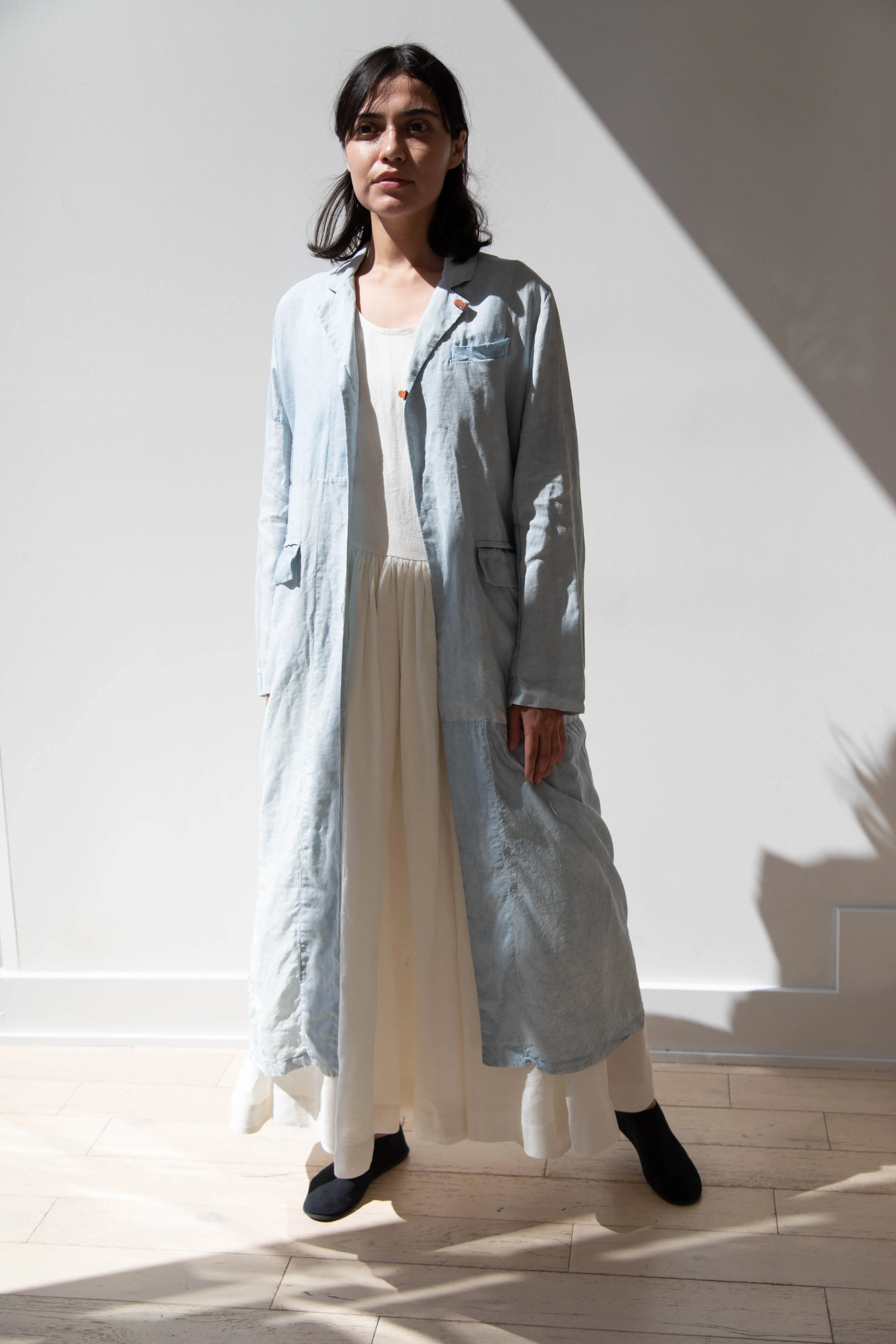 Risa Nakamura | Coat E in Patchwork Indigo Linen & Silk