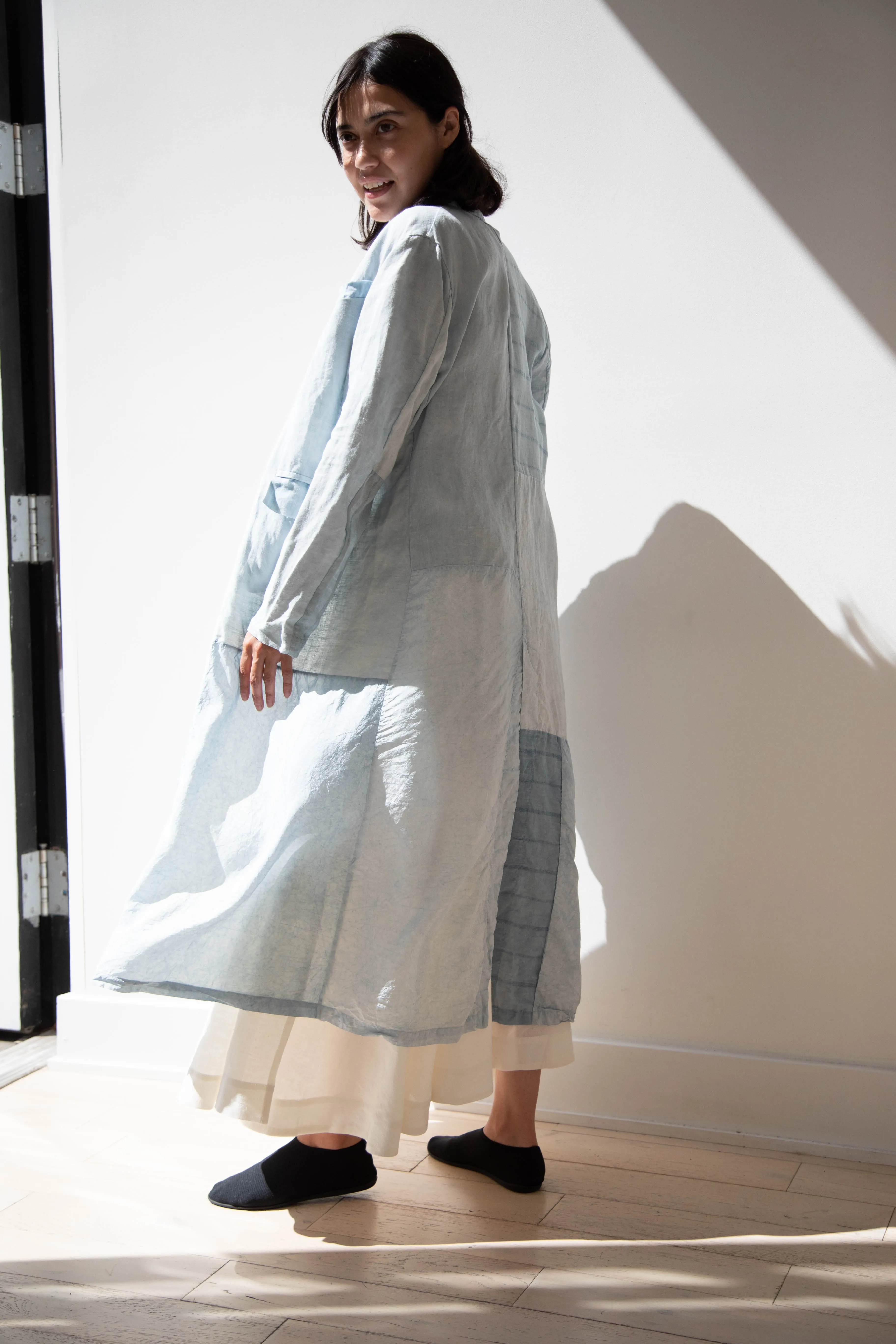 Risa Nakamura | Coat E in Patchwork Indigo Linen & Silk