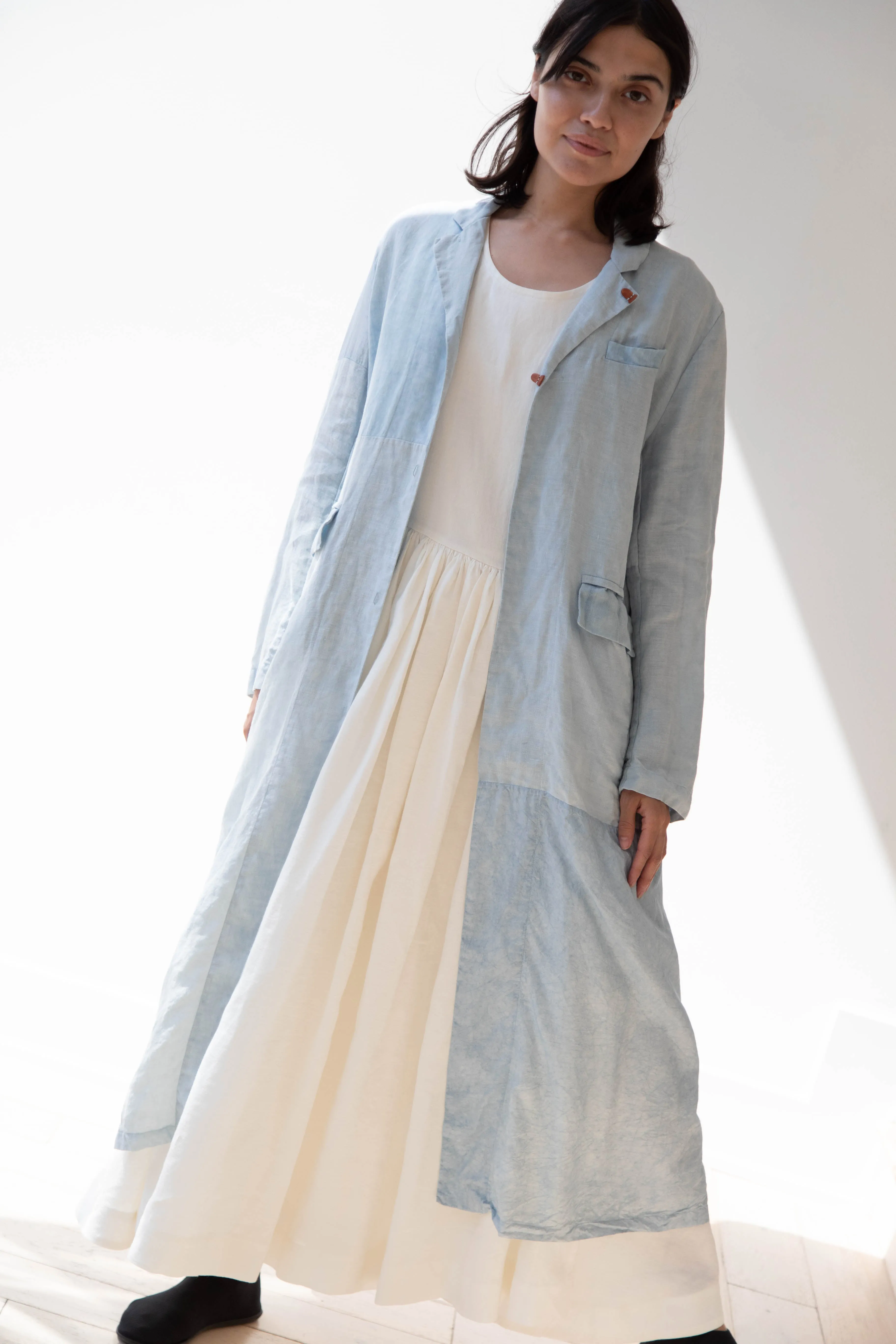 Risa Nakamura | Coat E in Patchwork Indigo Linen & Silk