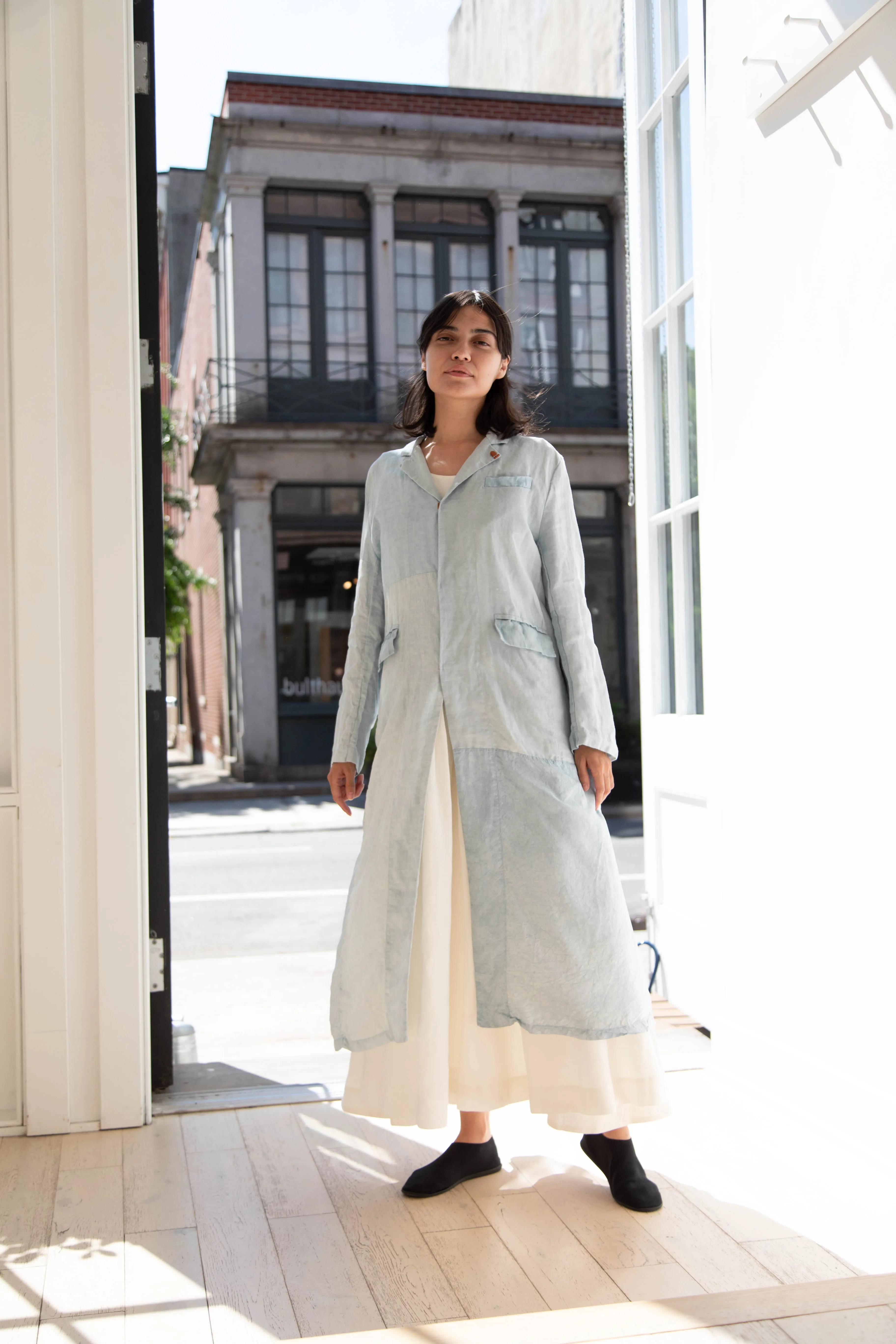 Risa Nakamura | Coat E in Patchwork Indigo Linen & Silk