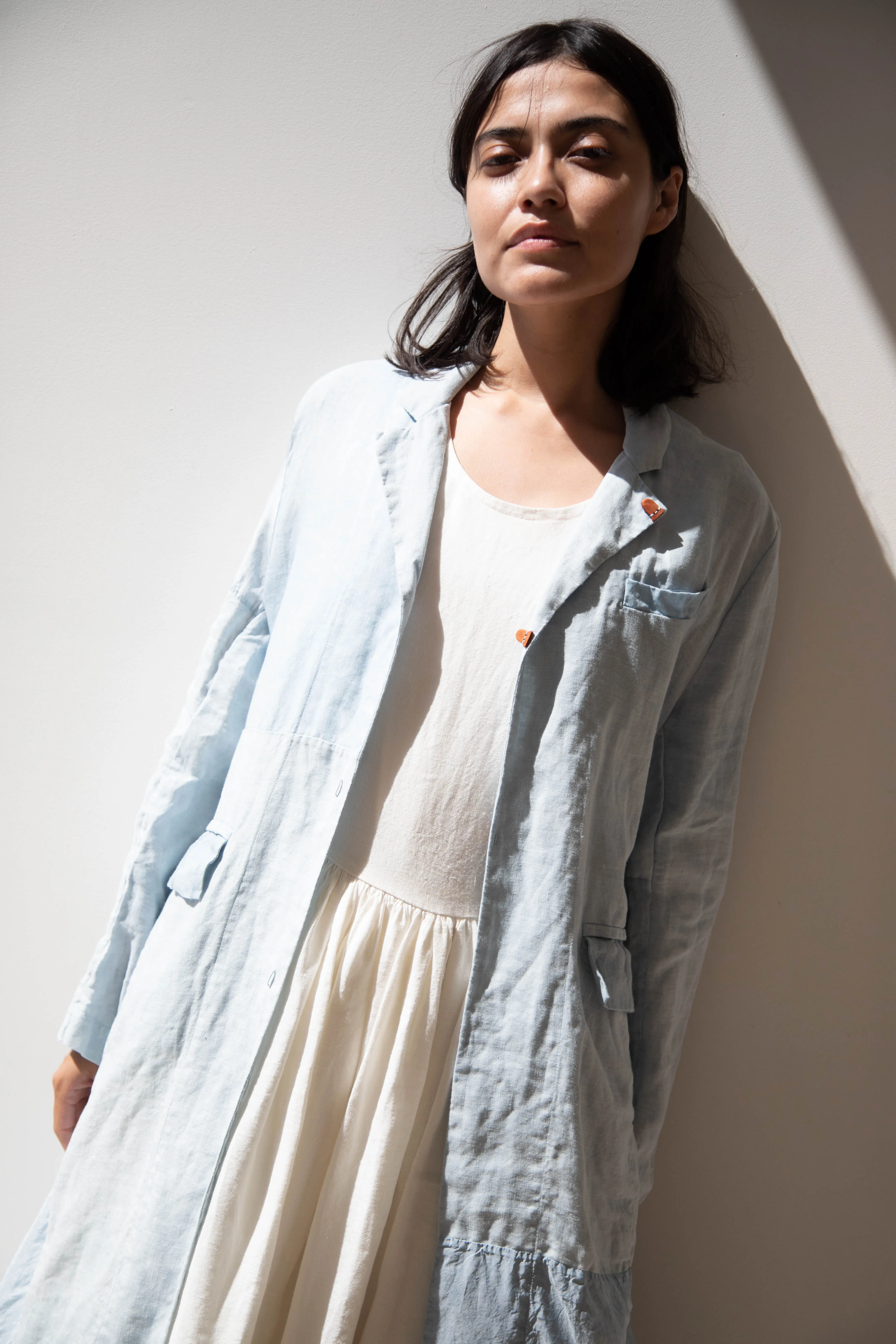 Risa Nakamura | Coat E in Patchwork Indigo Linen & Silk