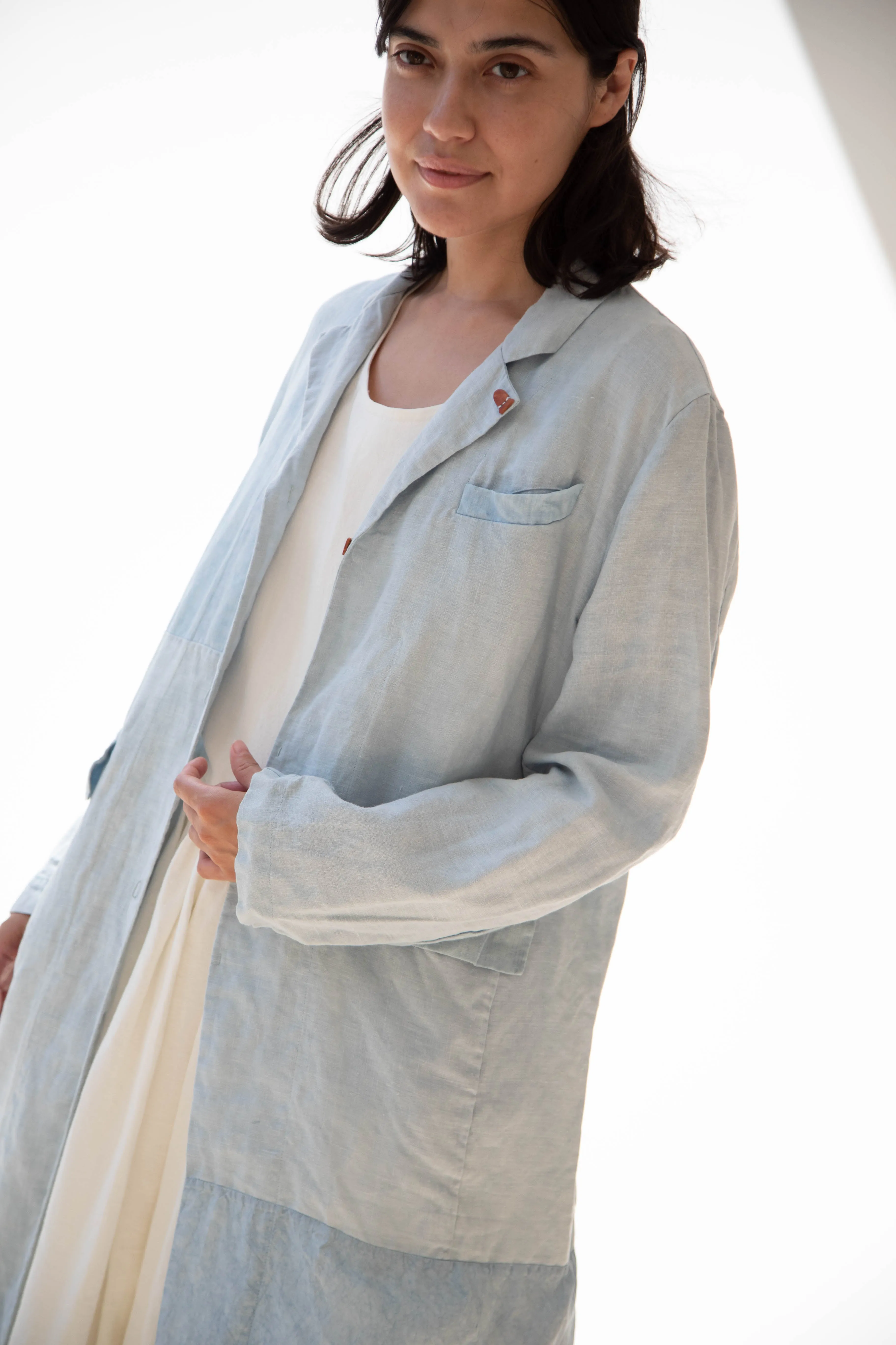 Risa Nakamura | Coat E in Patchwork Indigo Linen & Silk