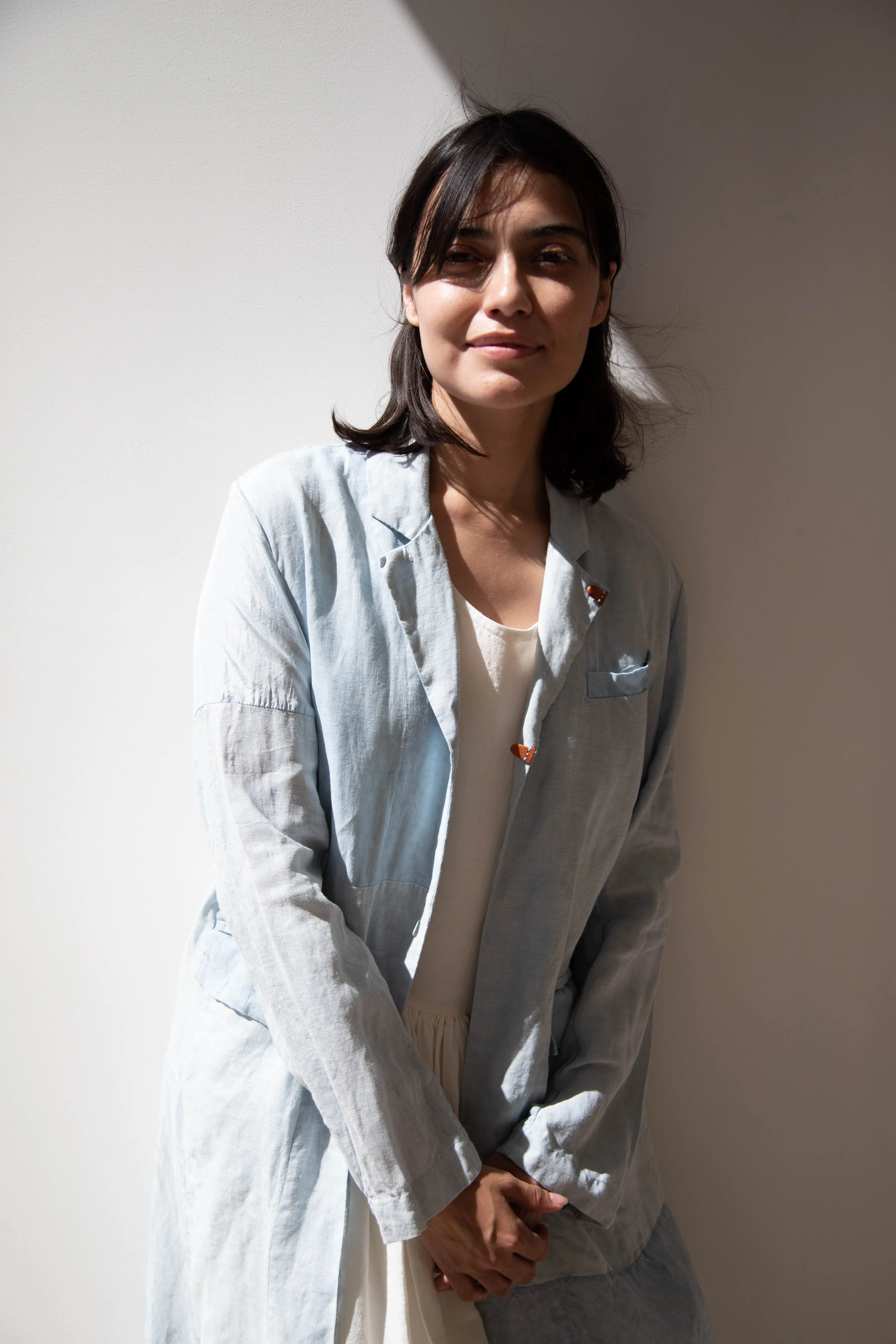 Risa Nakamura | Coat E in Patchwork Indigo Linen & Silk