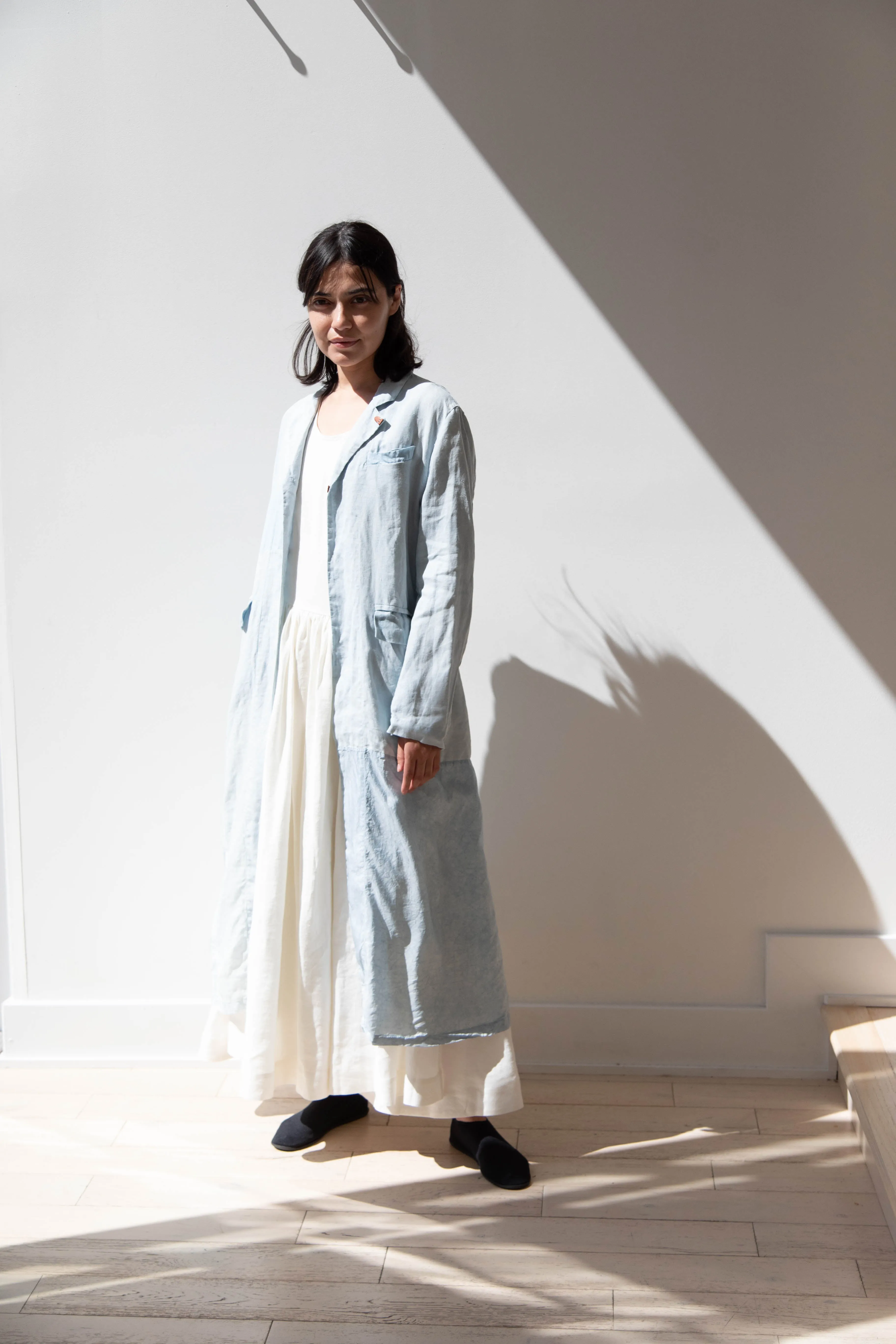 Risa Nakamura | Coat E in Patchwork Indigo Linen & Silk