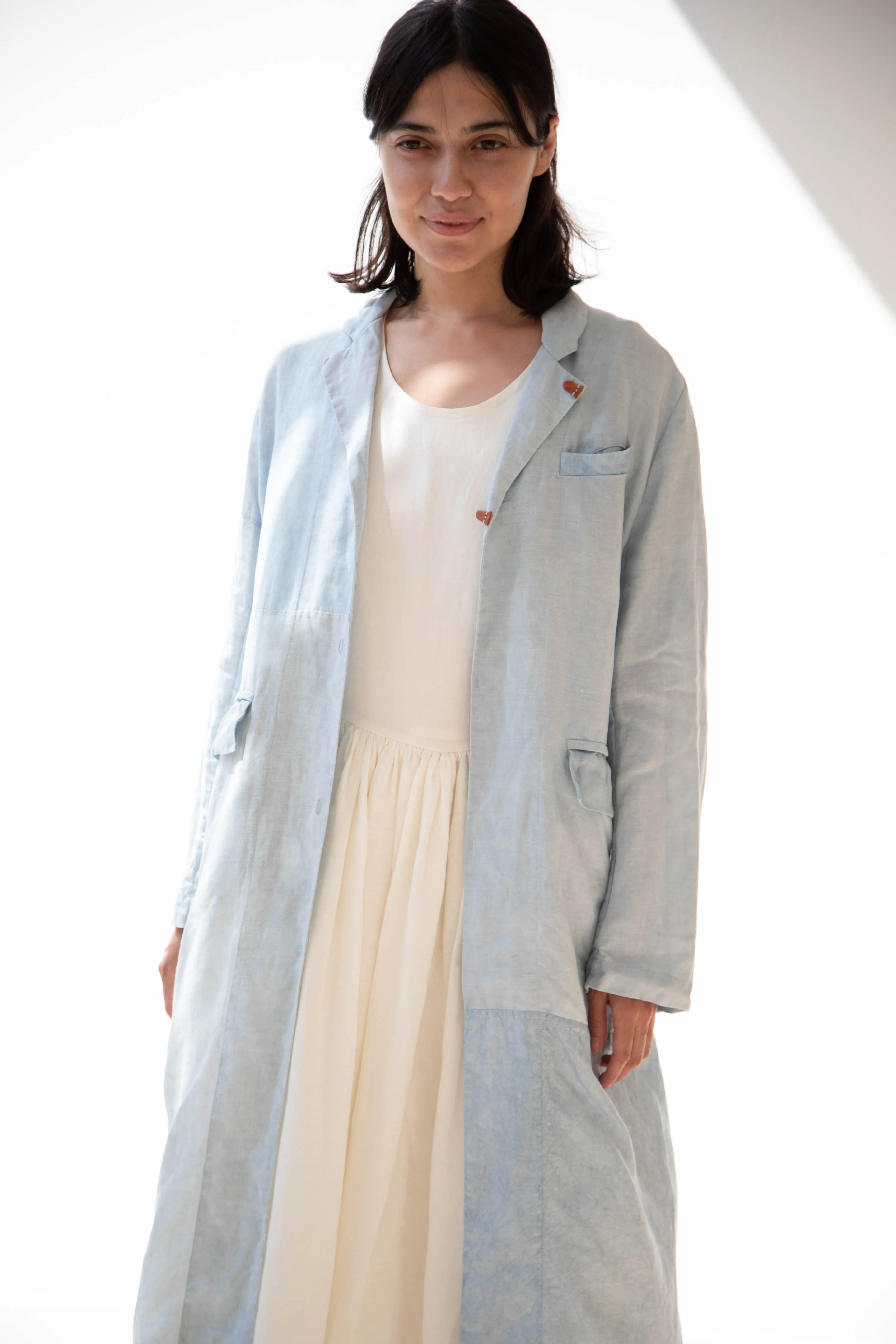 Risa Nakamura | Coat E in Patchwork Indigo Linen & Silk