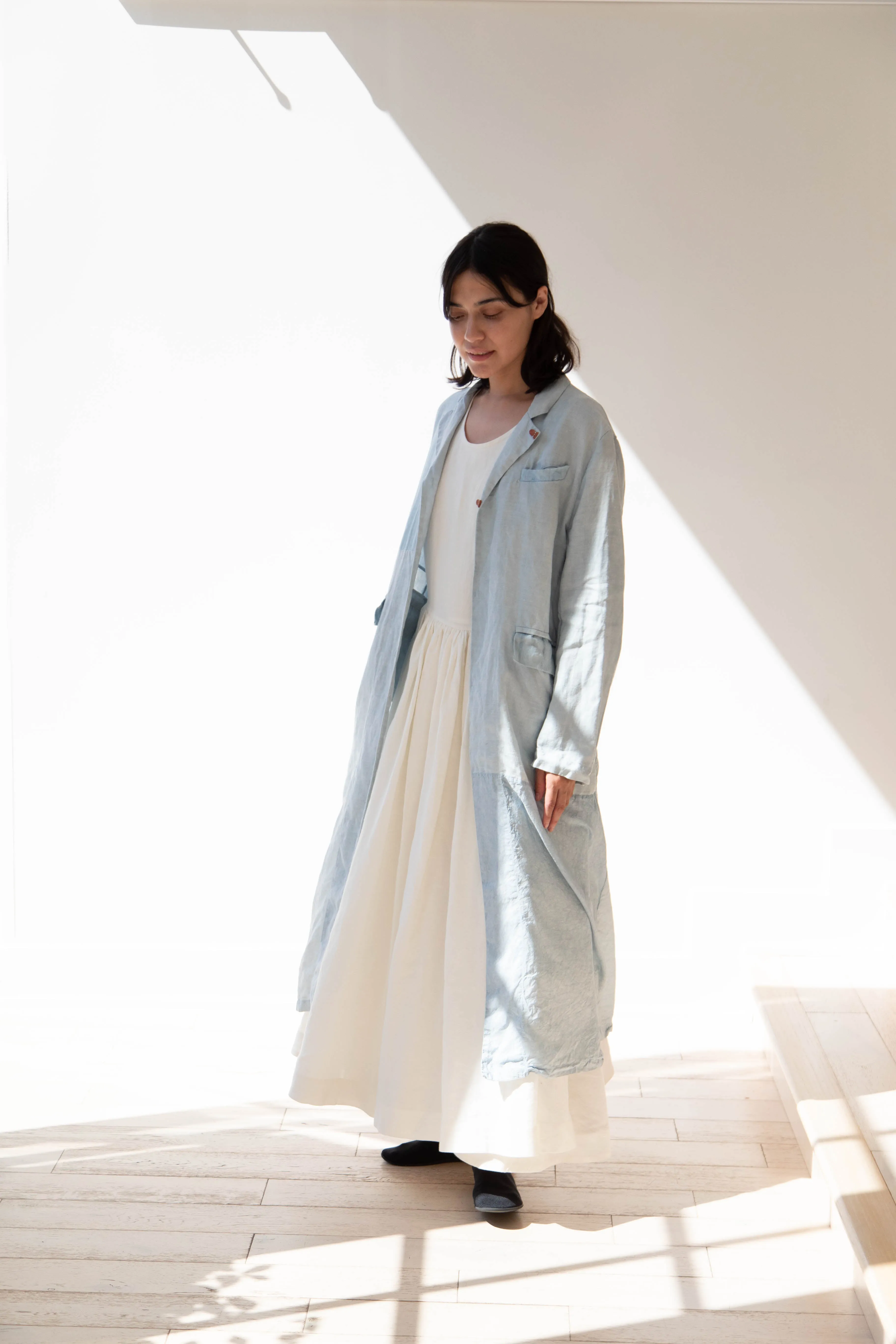 Risa Nakamura | Coat E in Patchwork Indigo Linen & Silk
