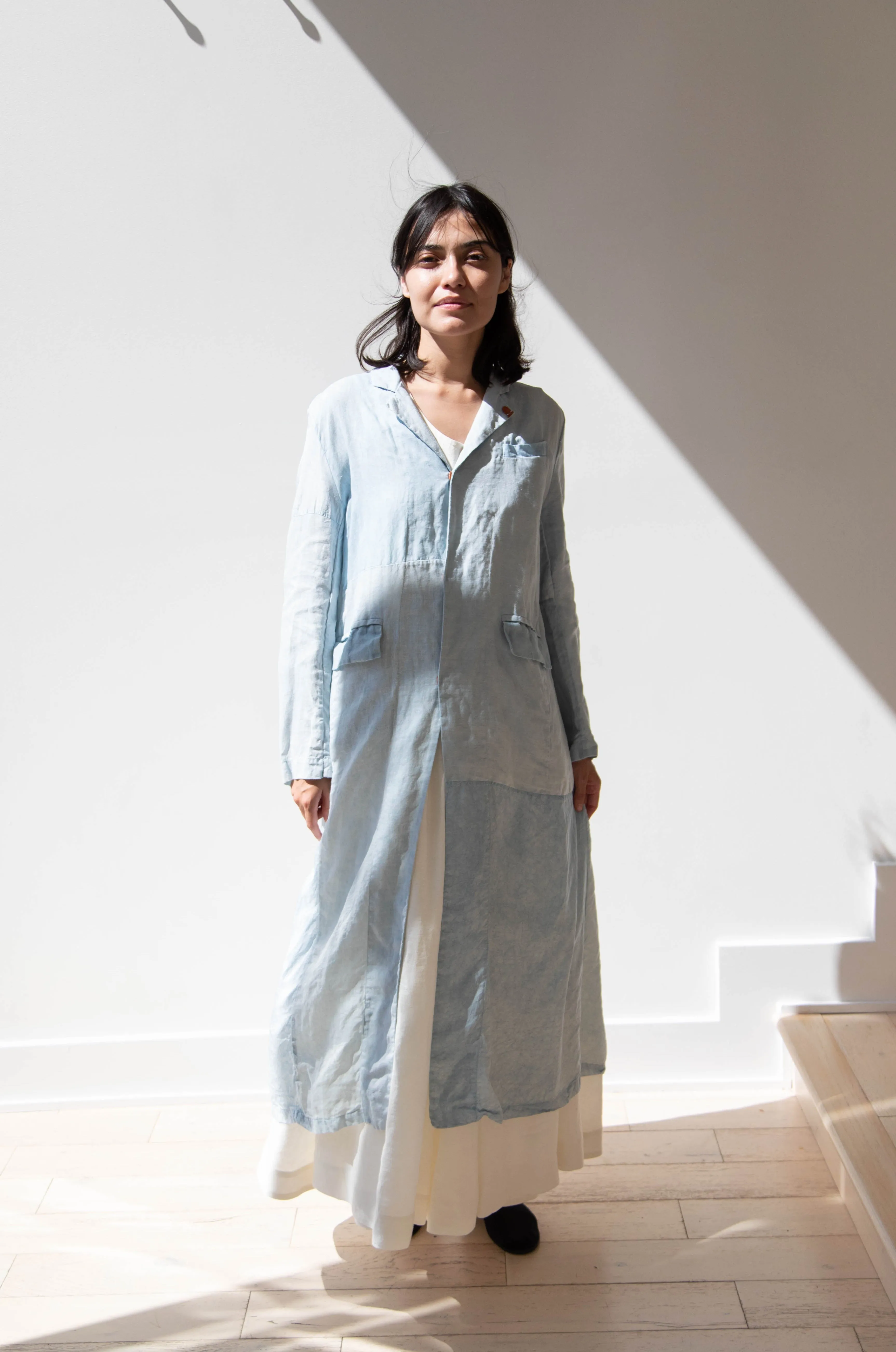 Risa Nakamura | Coat E in Patchwork Indigo Linen & Silk