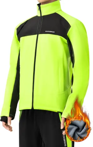 ROCKBROS Cycling Jackets for Men Winter Bike Jackets Thermal Windproof Jacket Cold Weather Cycling Hiking